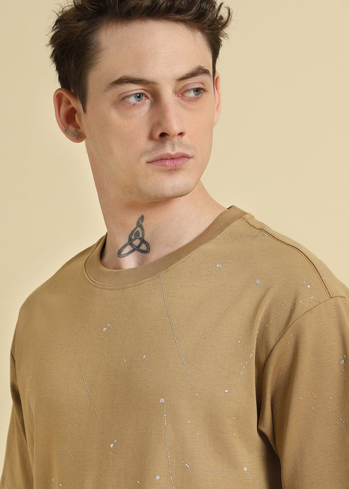 Ochre Brown Splatter Oversized T-shirt