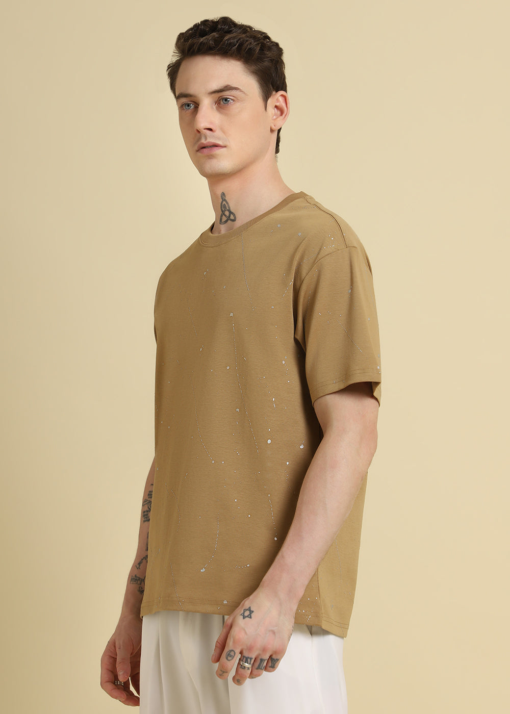 Ochre Brown Splatter Oversized T-shirt