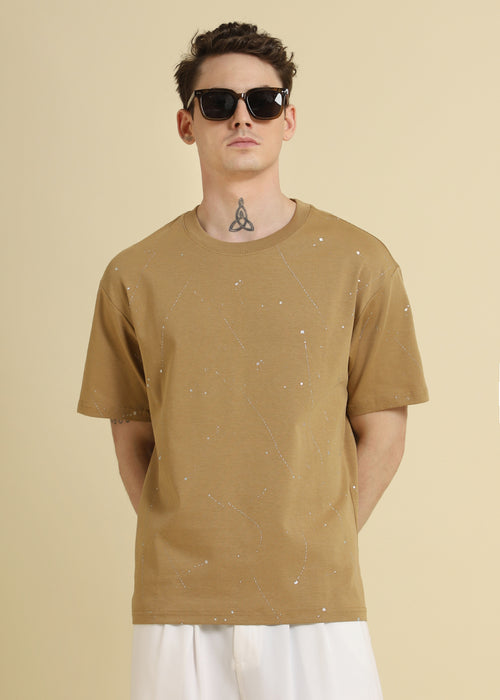 Ochre Brown Splatter Oversized T-shirt