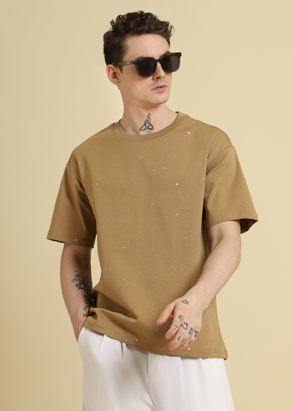 Ochre Brown Splatter Oversized T-shirt