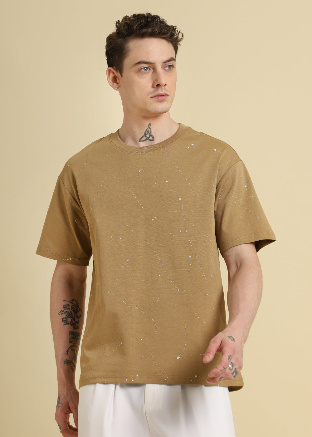 Ochre Brown Splatter Oversized T-shirt