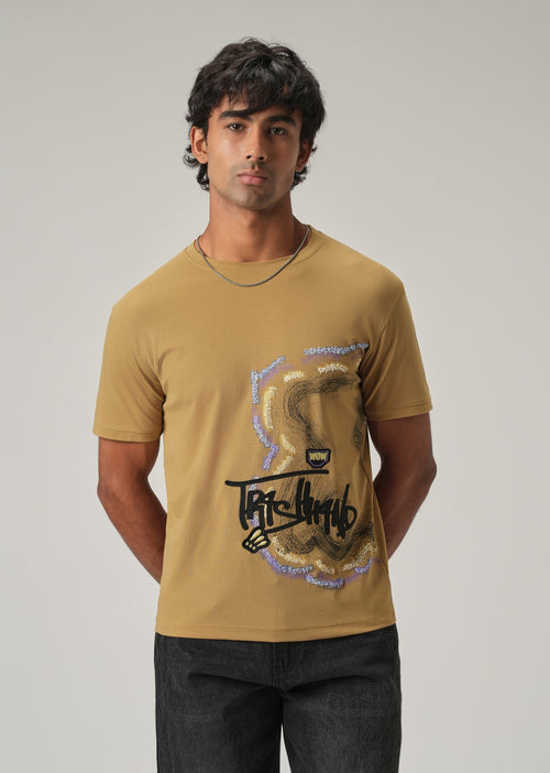 Ochre Print Slim Fit T-Shirt