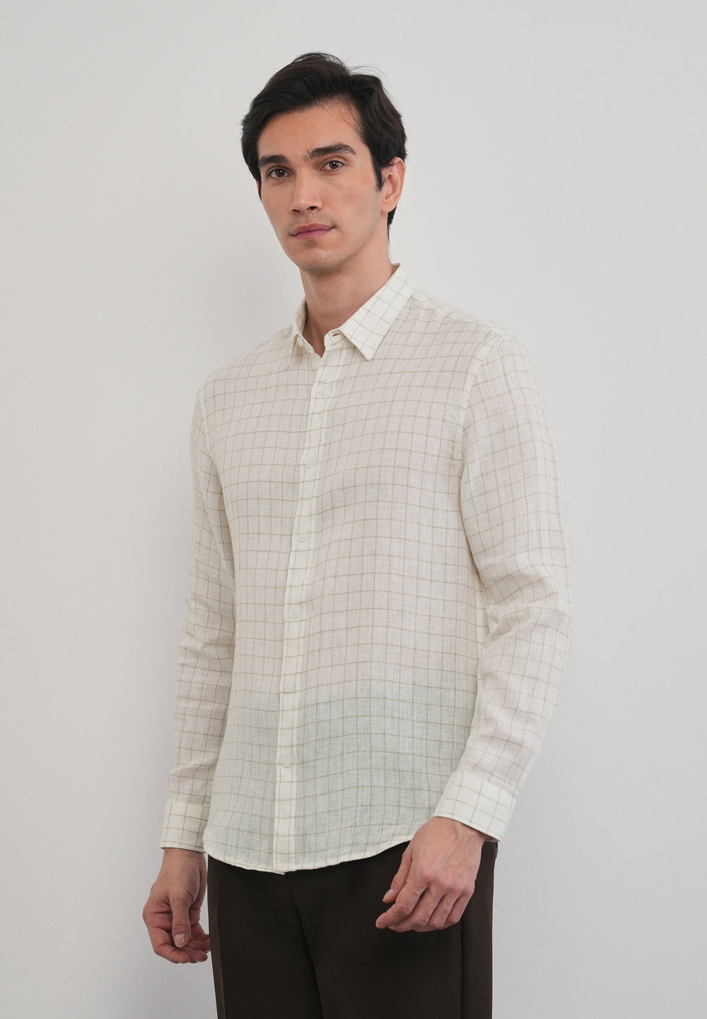 Off-White 100% Pure Linen Check Shirt