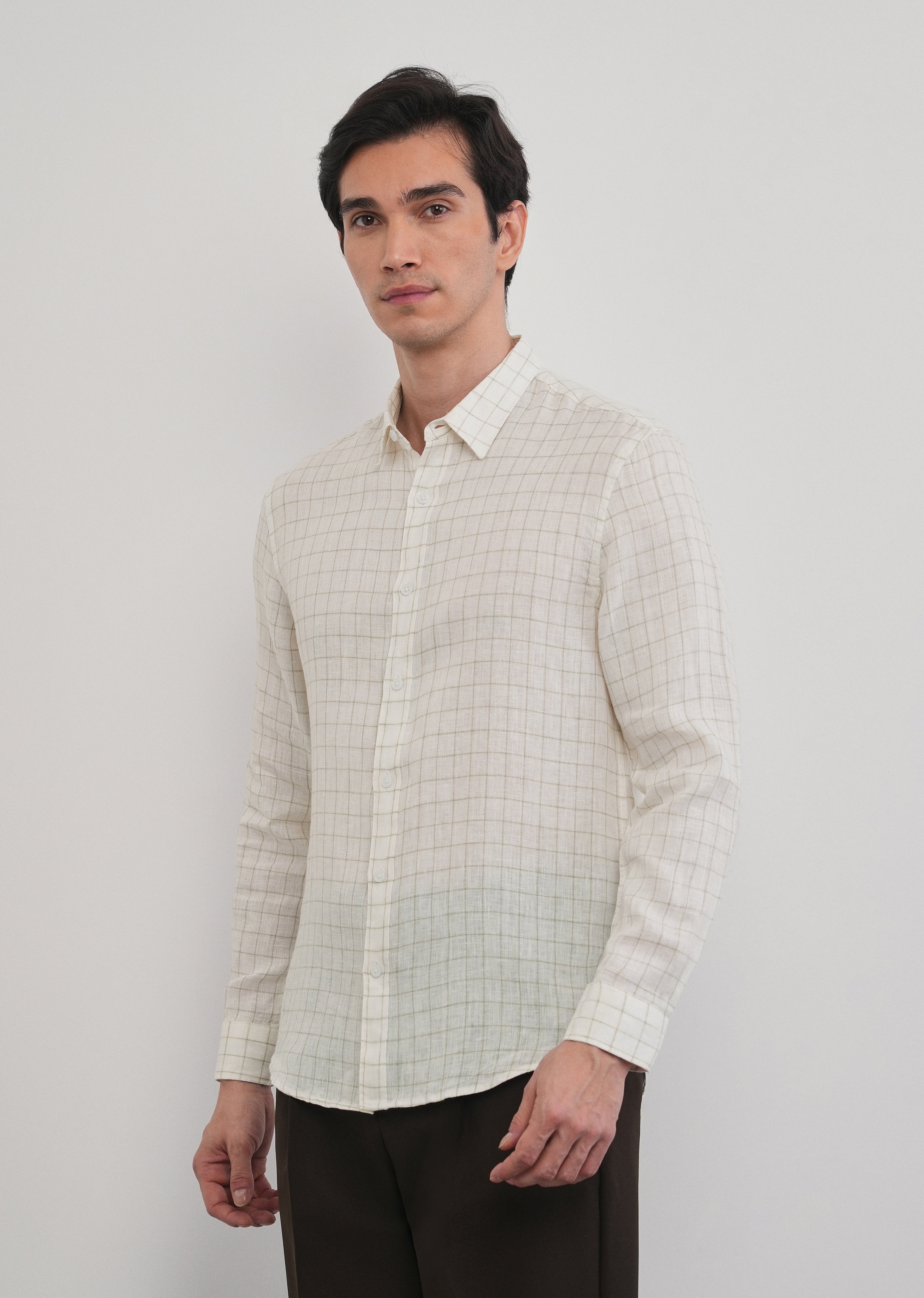 Off-White 100% Pure Linen Check Shirt