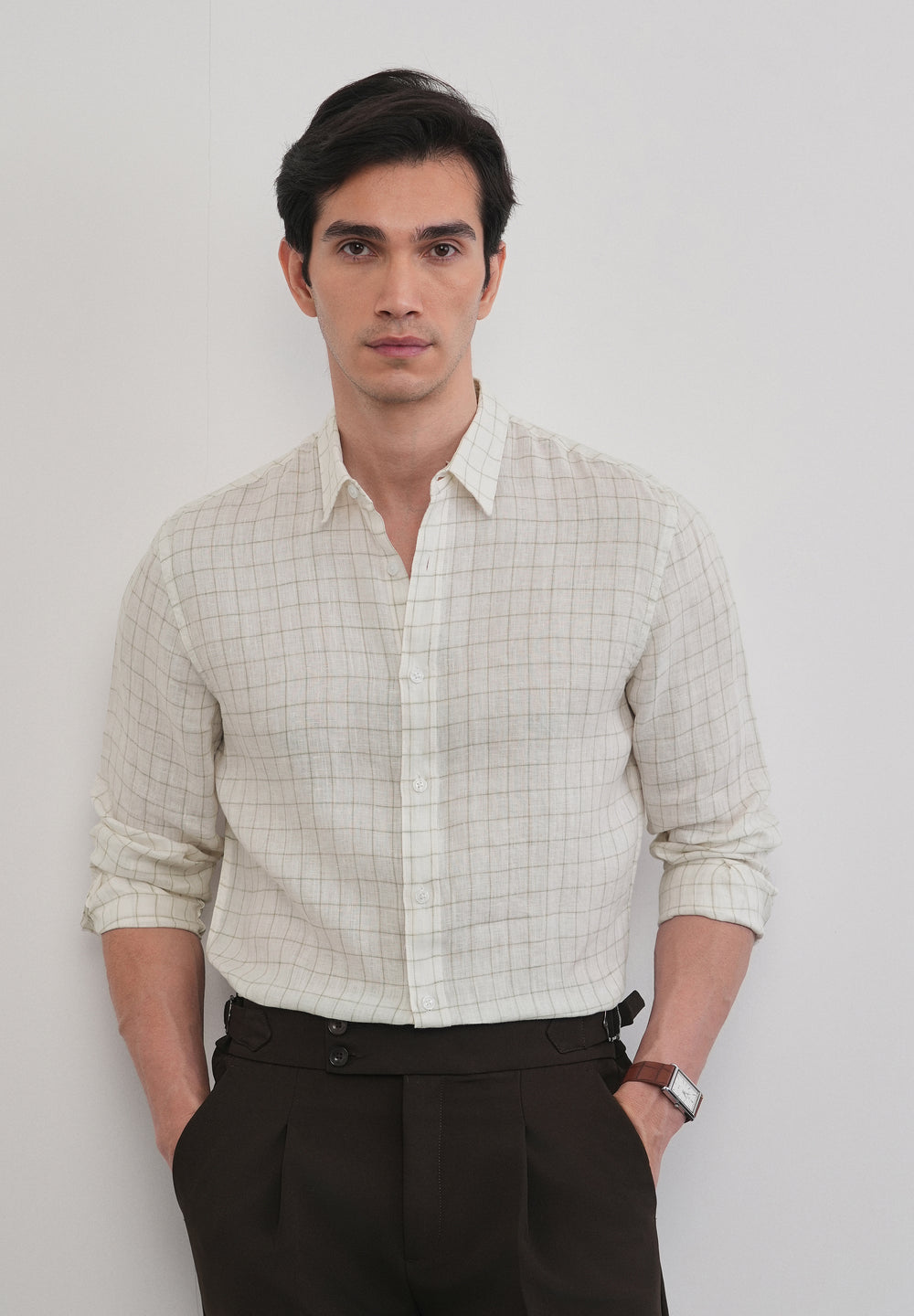 Off-White 100% Pure Linen Check Shirt