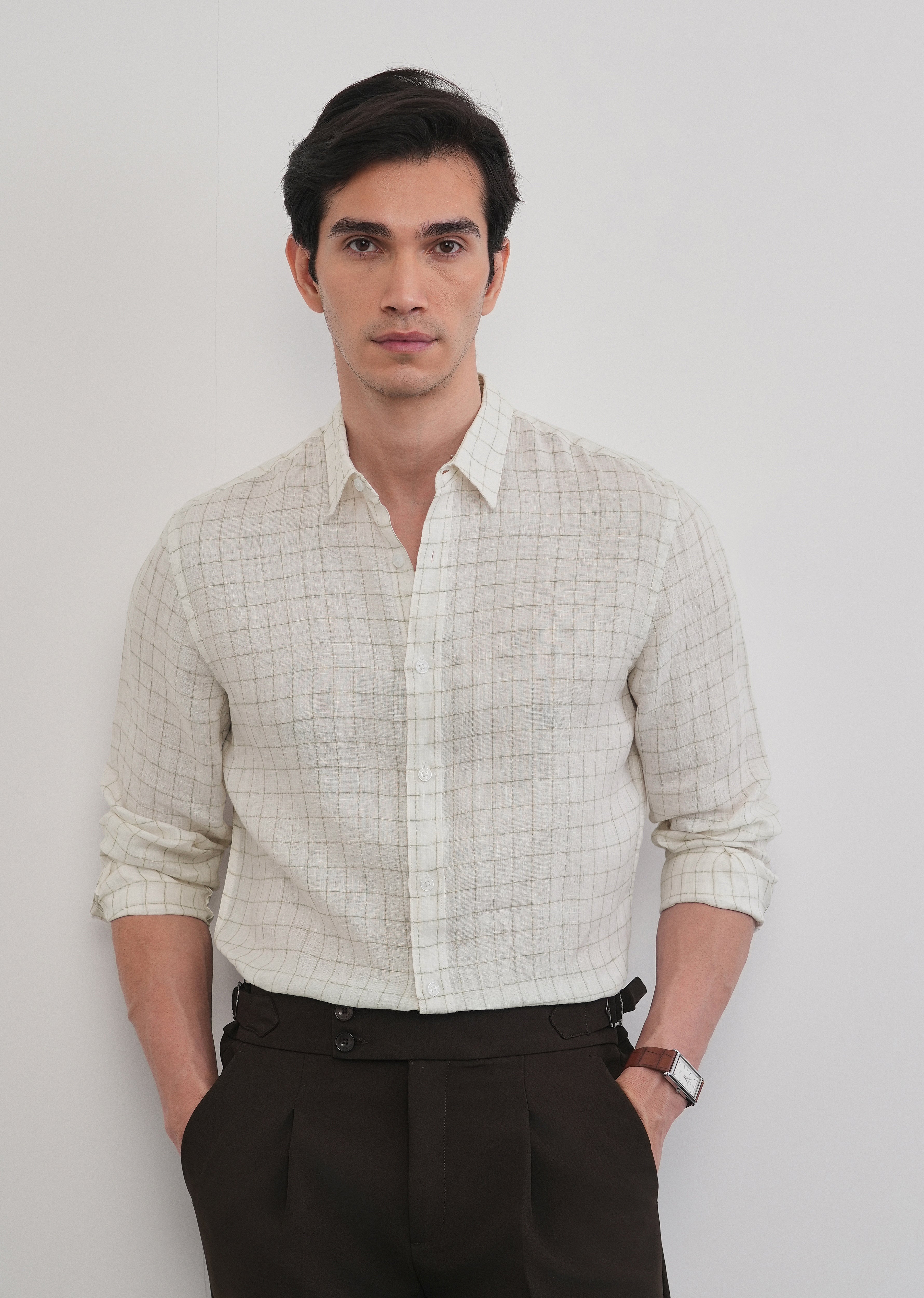 Off-White 100% Pure Linen Check Shirt