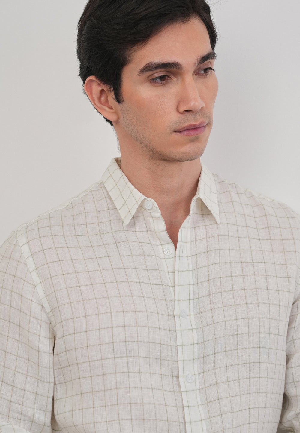 Off-White 100% Pure Linen Check Shirt