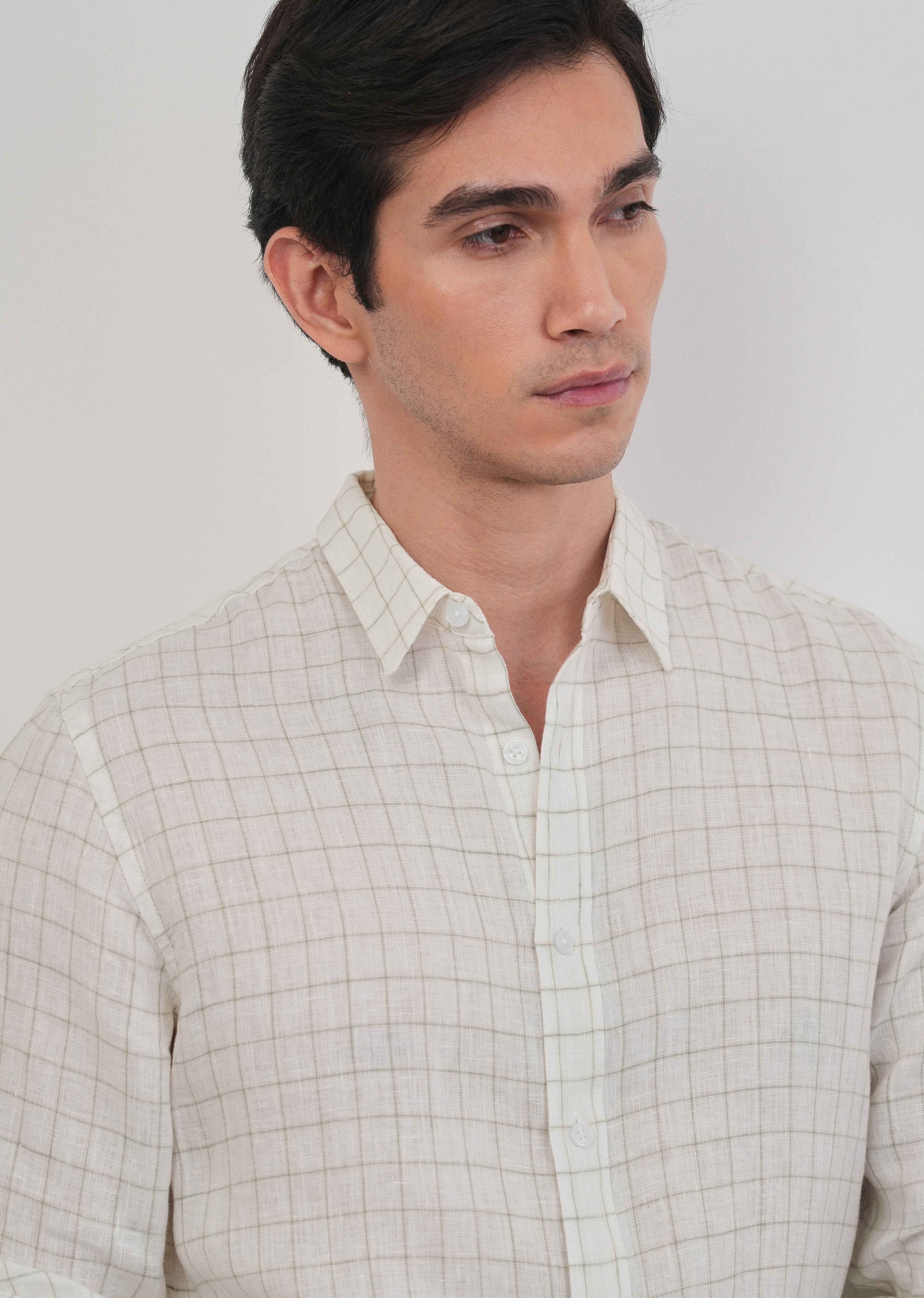 Off-White 100% Pure Linen Check Shirt