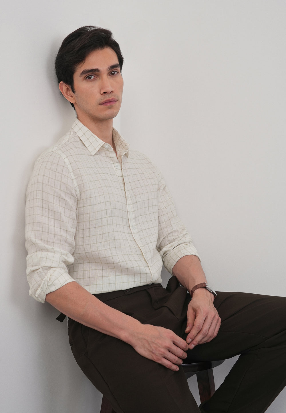 Off-White 100% Pure Linen Check Shirt