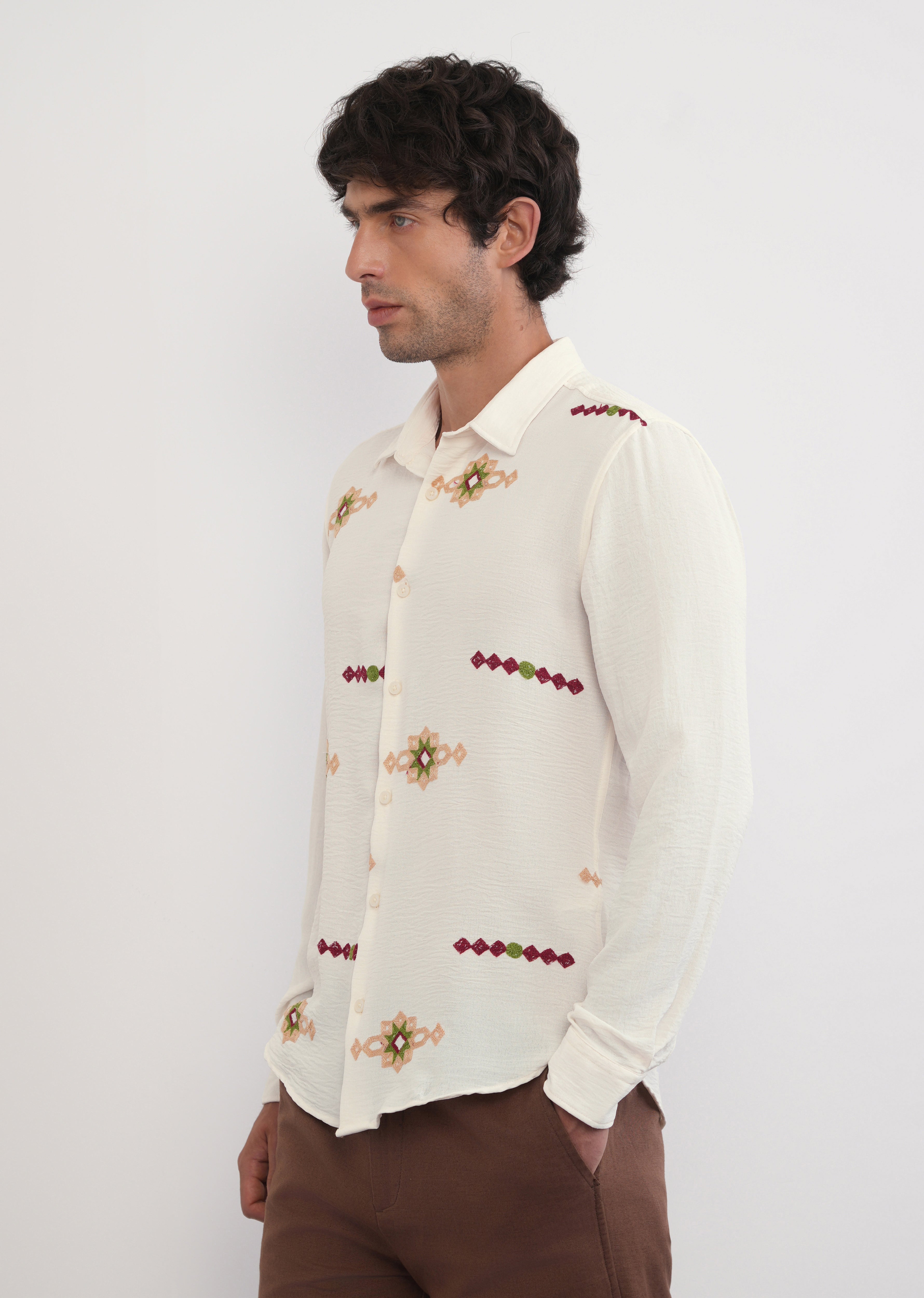 Off-White Artisan Embroidered Shirt