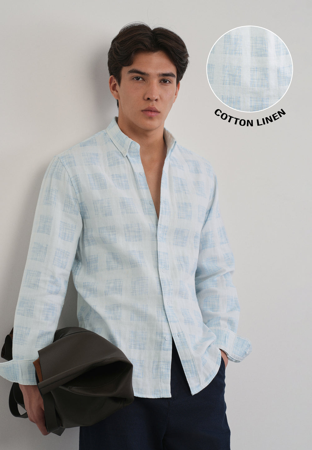 Off-White Broken Check Cotton Linen Shirt