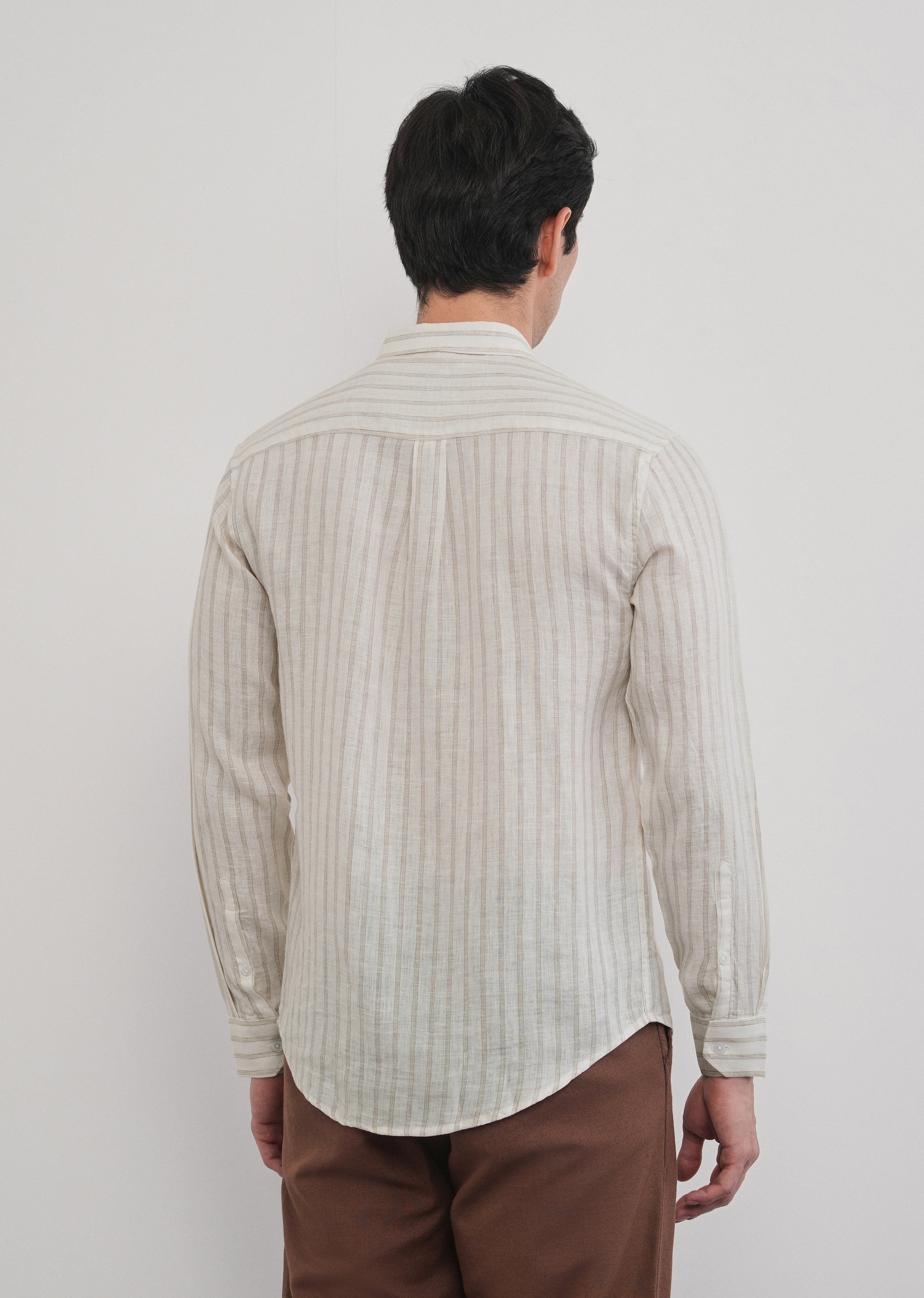 100% Linen Off-White Classic Stripe Shirt