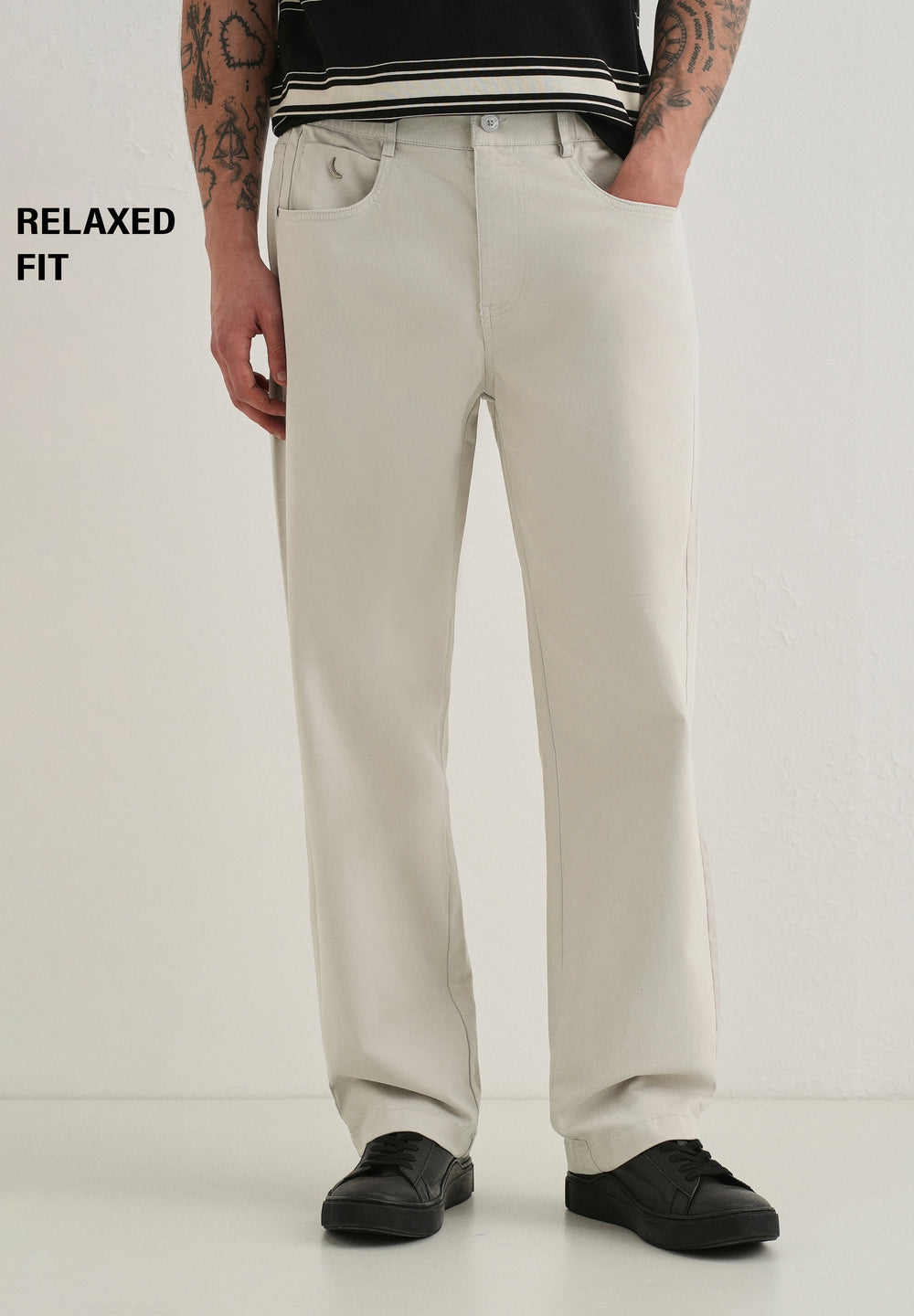 Off-White Semi-Elasticated Cotton Trouser