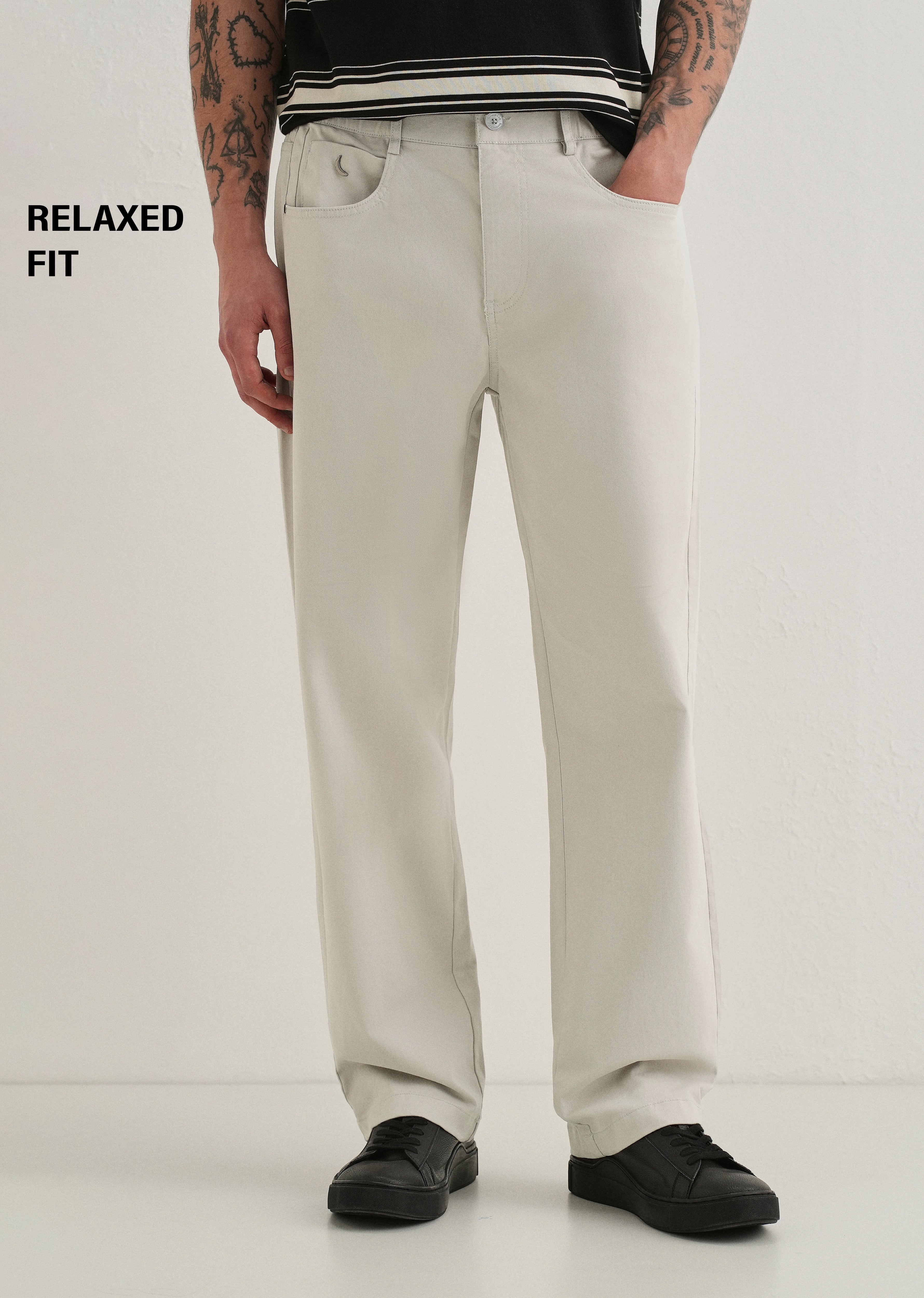Off-White Semi-Elasticated Cotton Trouser