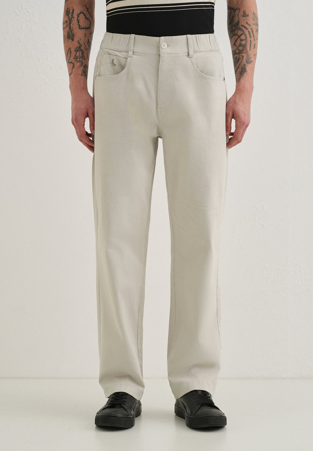 Off-White Semi-Elasticated Cotton Trouser