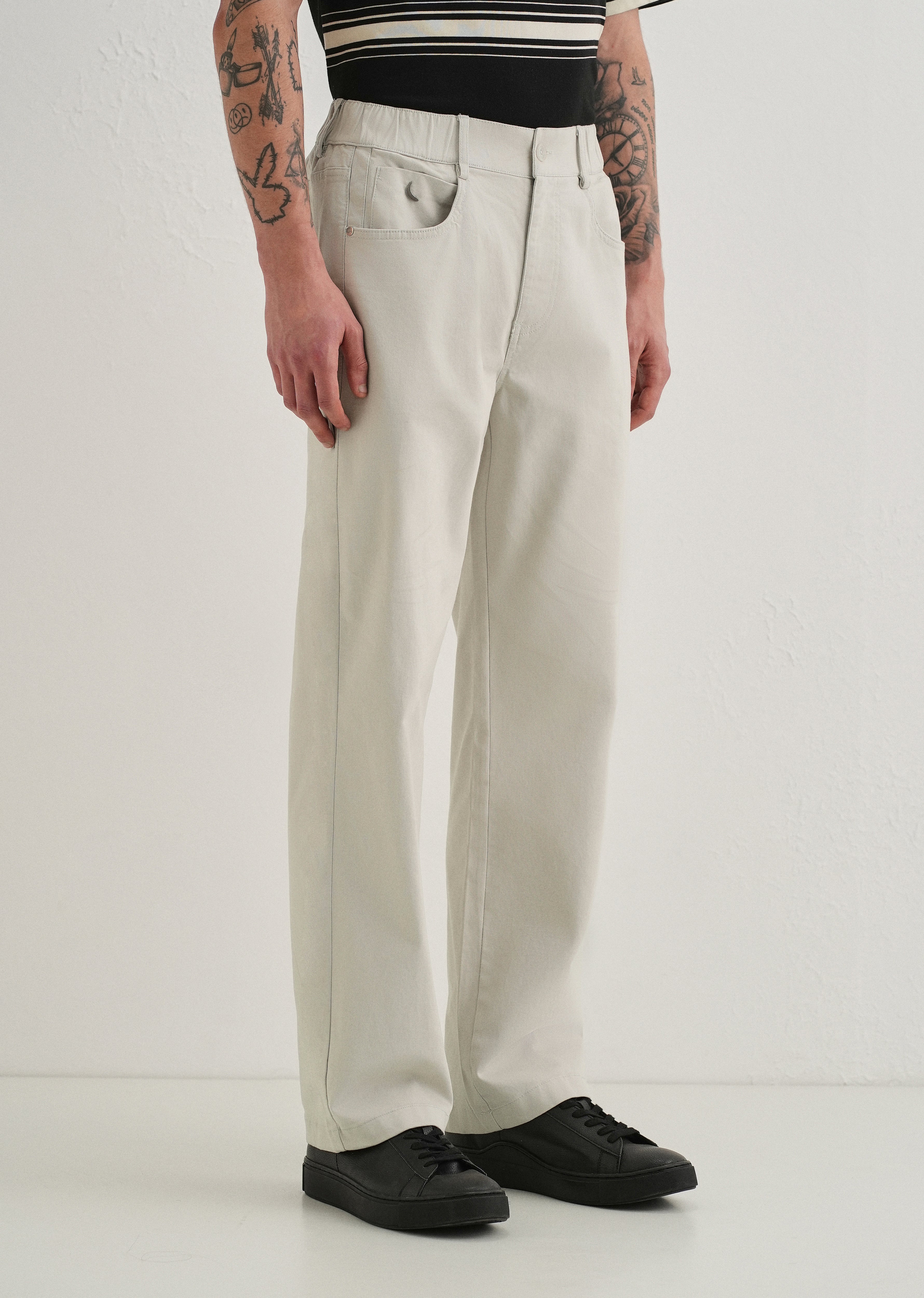Off-White Semi-Elasticated Cotton Trouser
