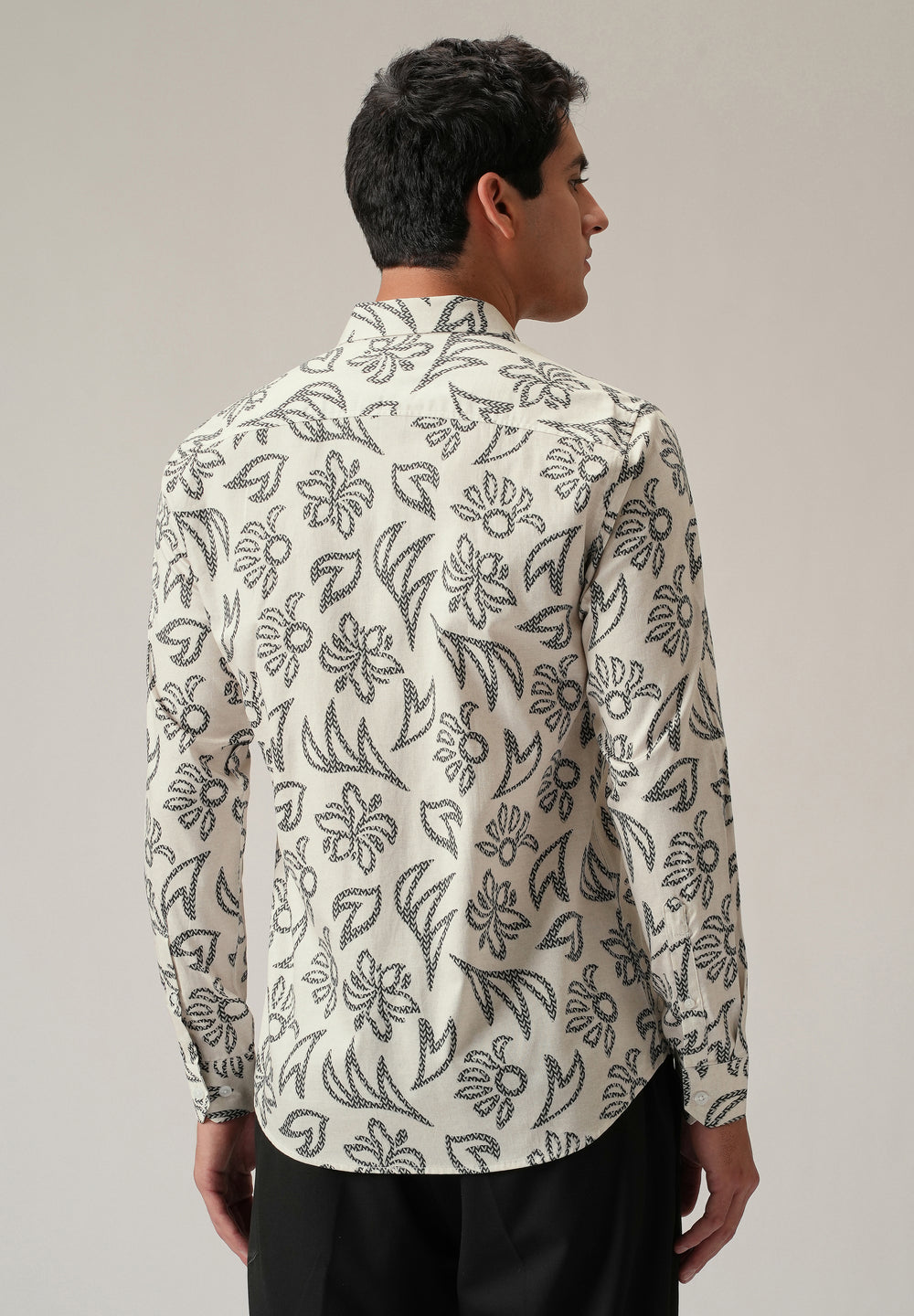 Off-White Floral Pattern Print Shirt