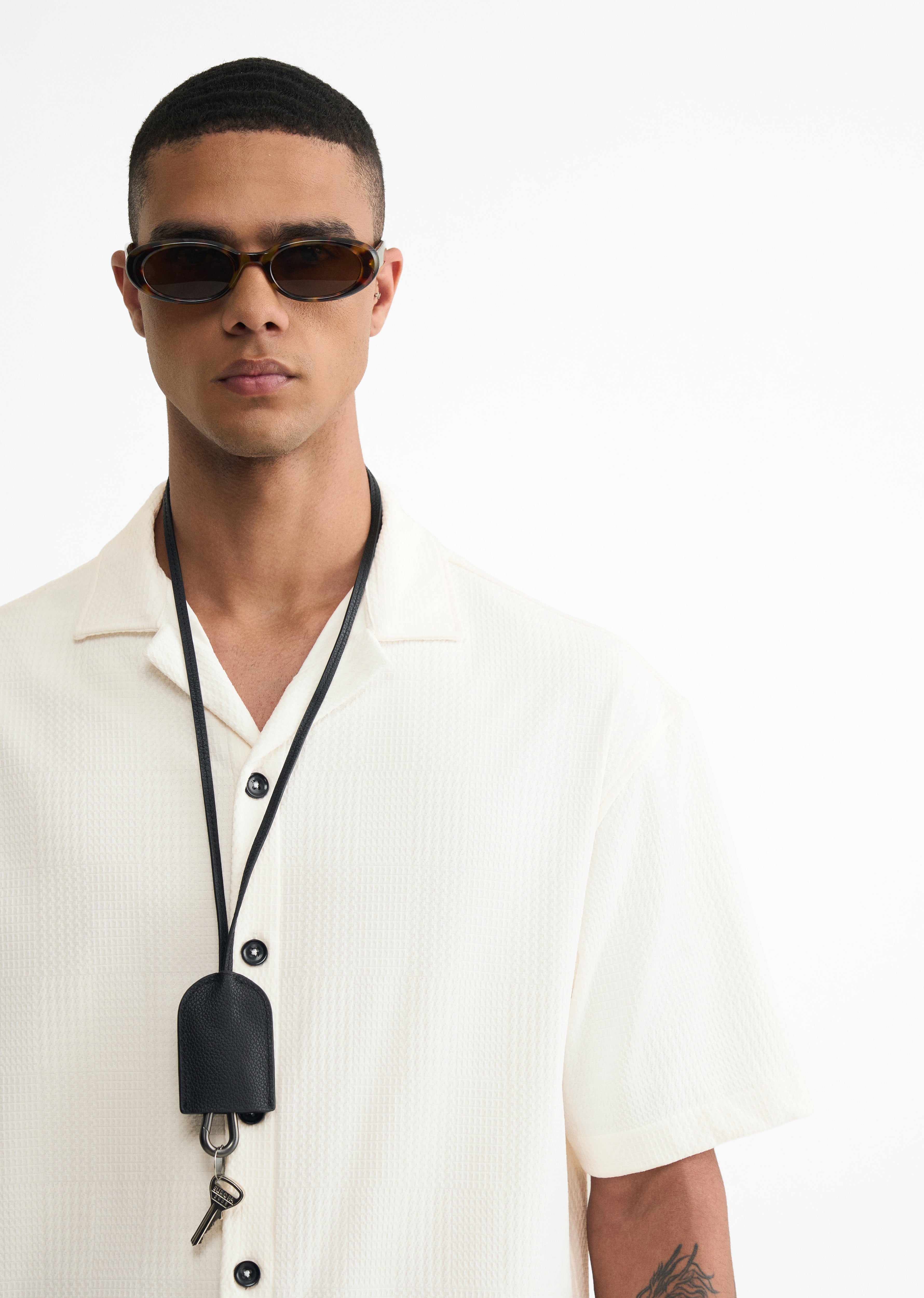 Off-White Textured Knitted Shirt