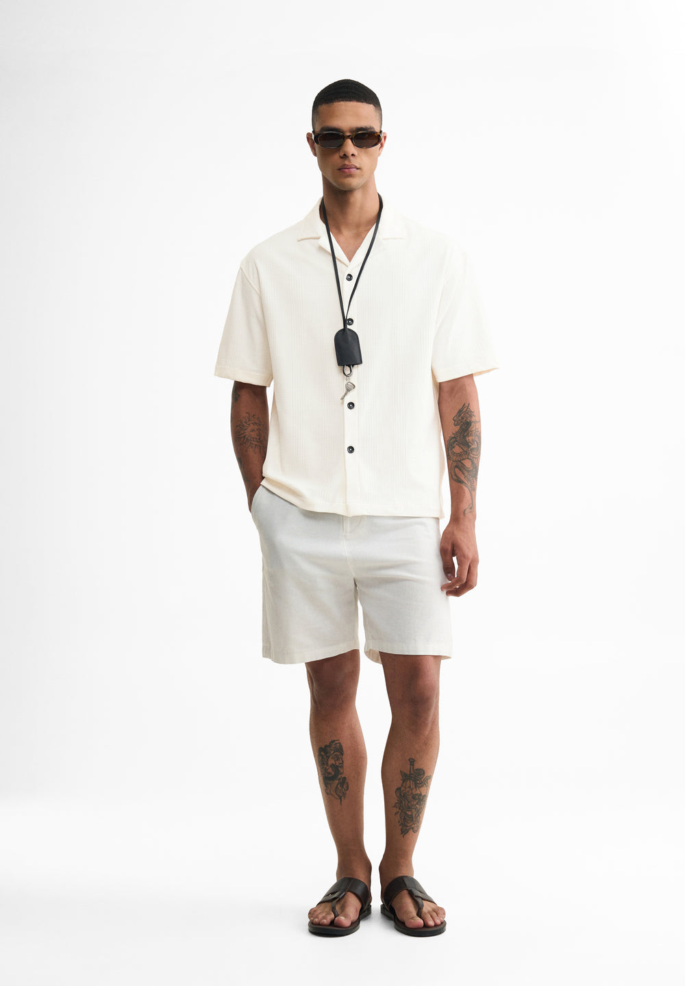 Off-White Textured Knitted Shirt