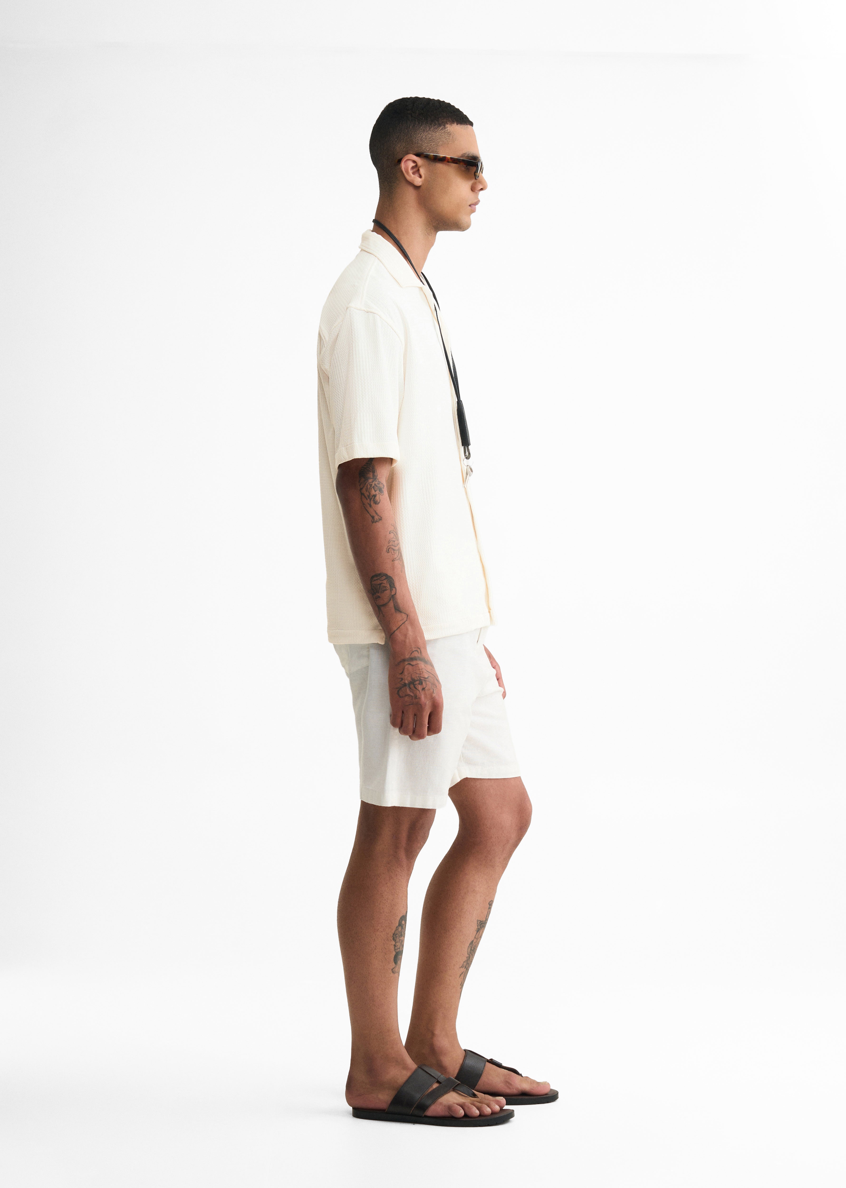 Off-White Textured Knitted Shirt