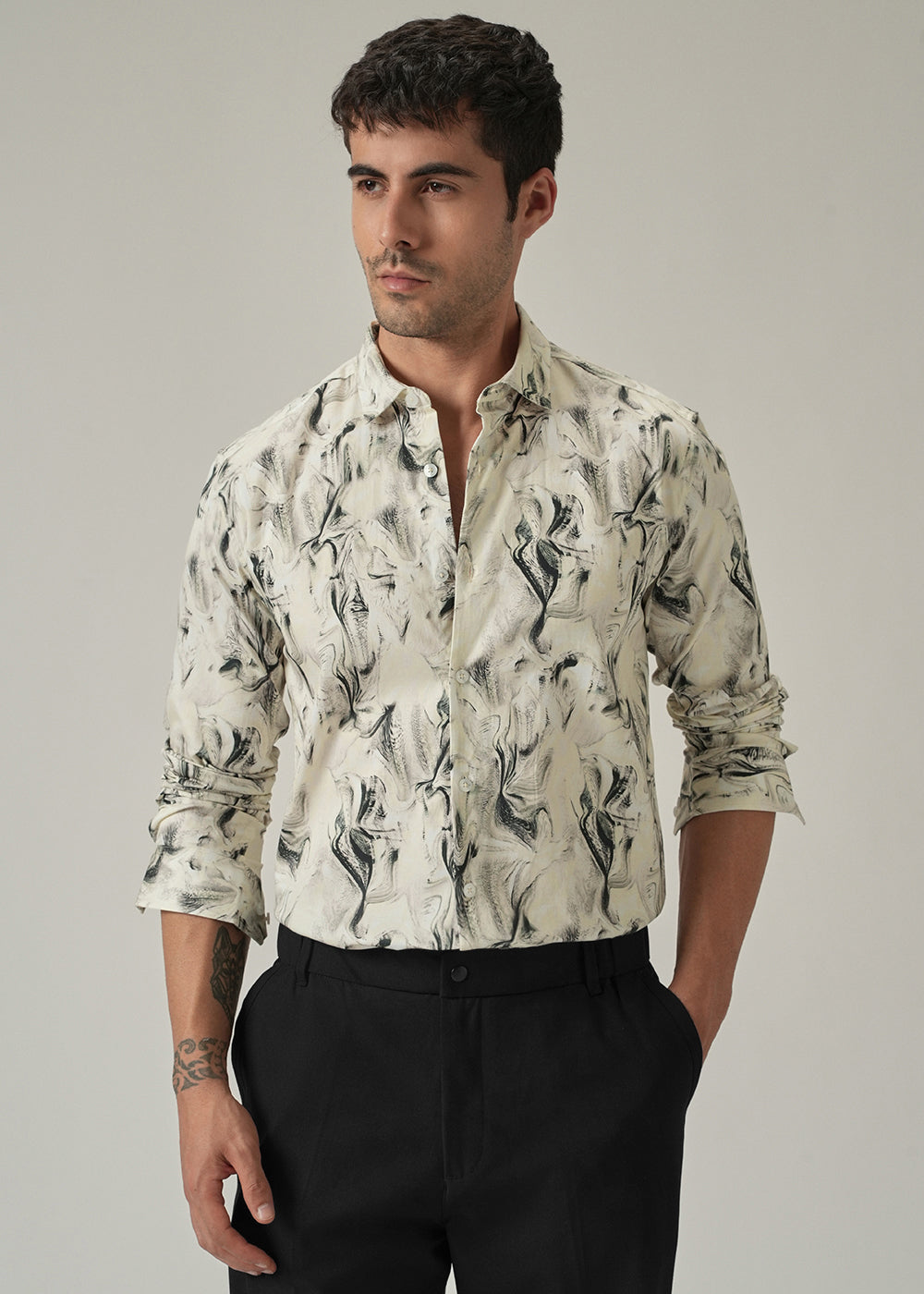 Off-White Marble Print Shirt