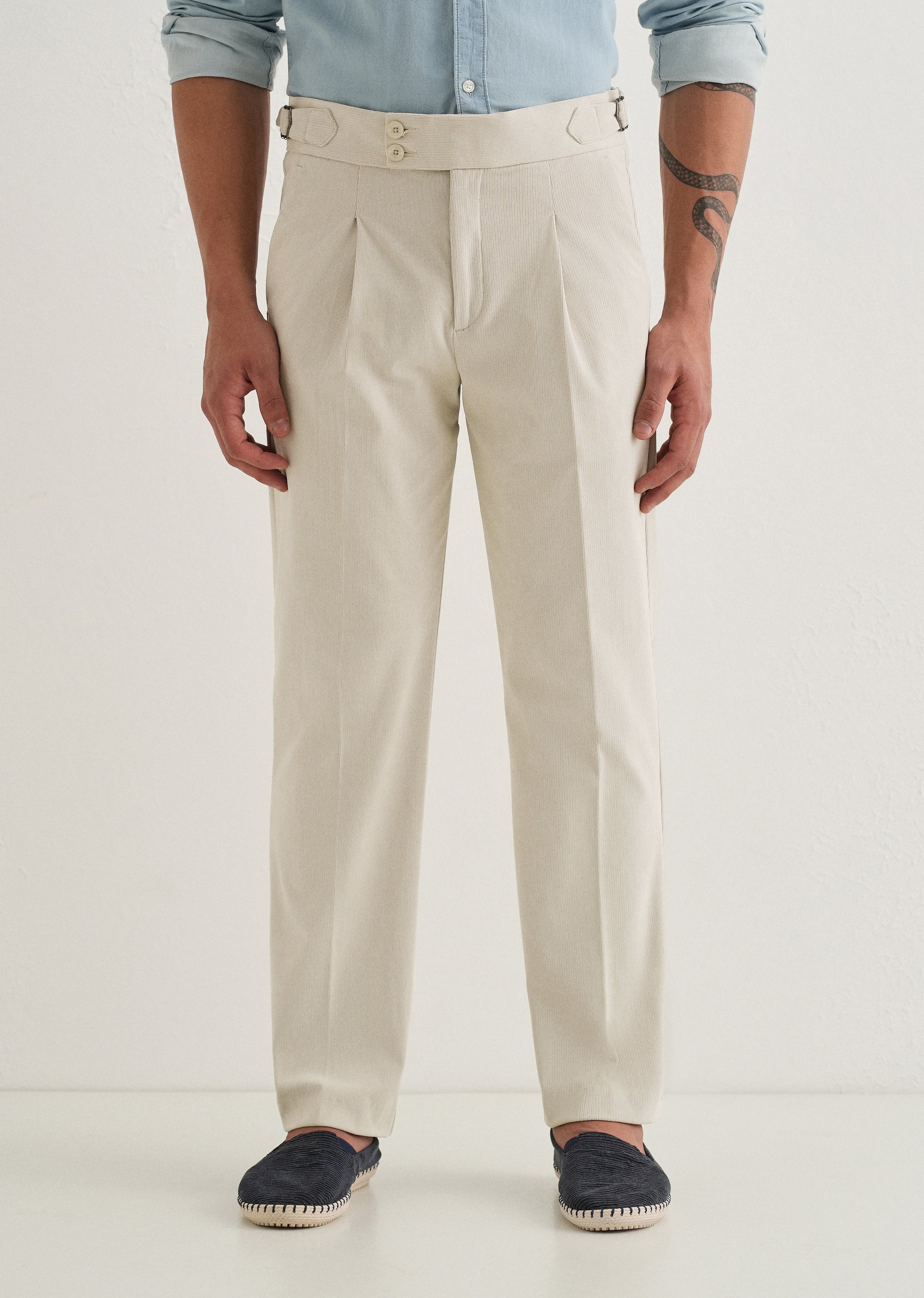 Off-White Pleated Corduroy Gurkha Pant