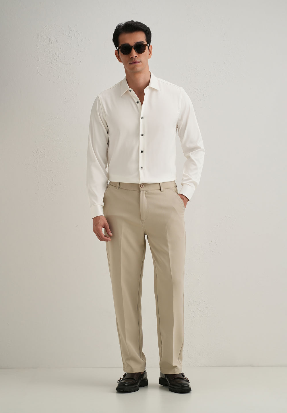 Off-White Satin-Finish Plain Shirt