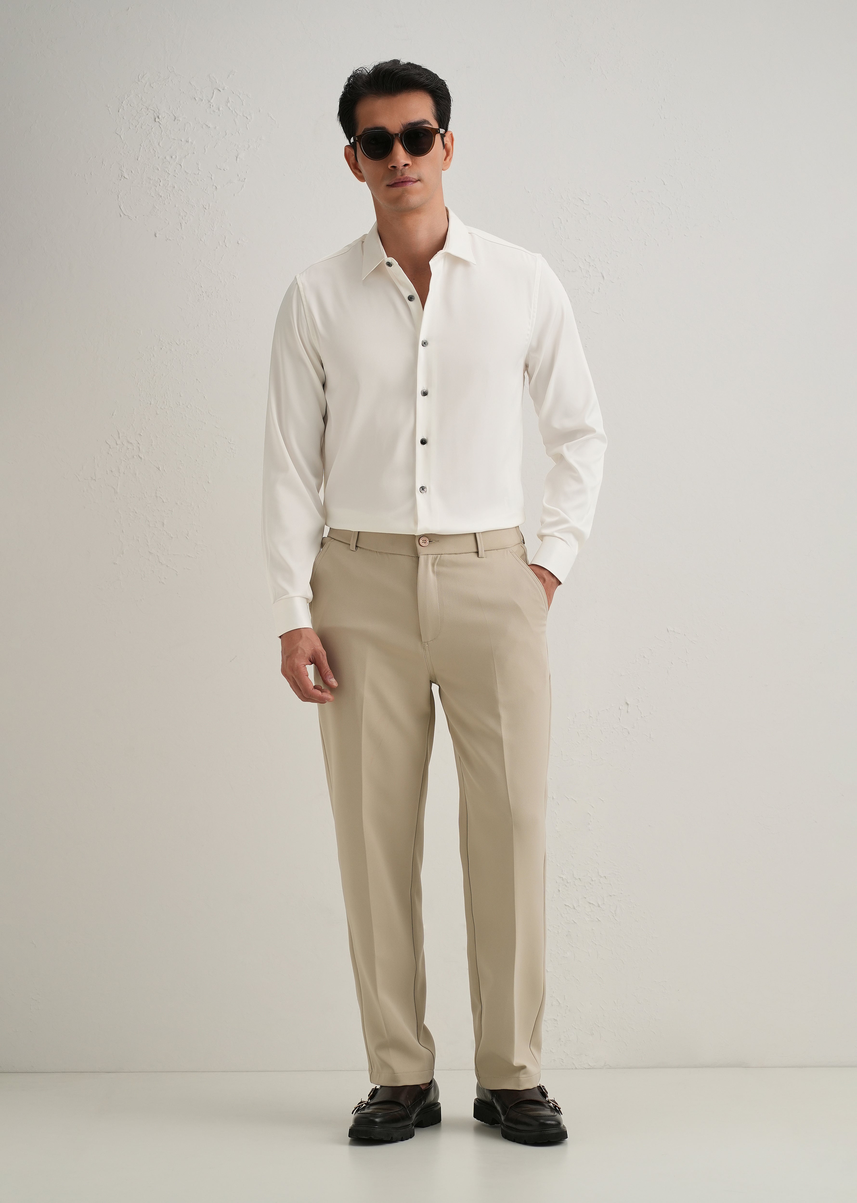 Off-White Satin-Finish Plain Shirt