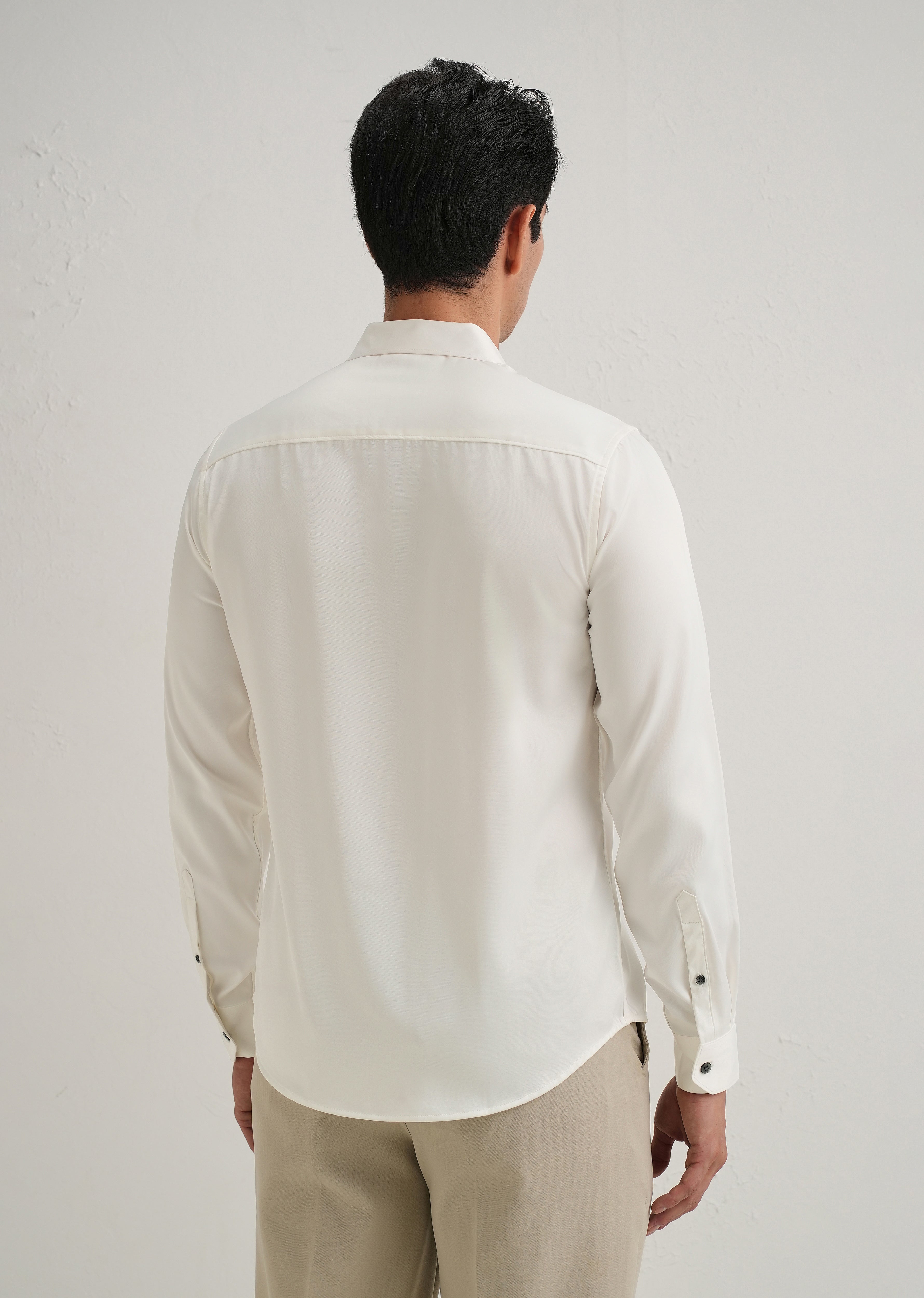 Off-White Satin-Finish Plain Shirt