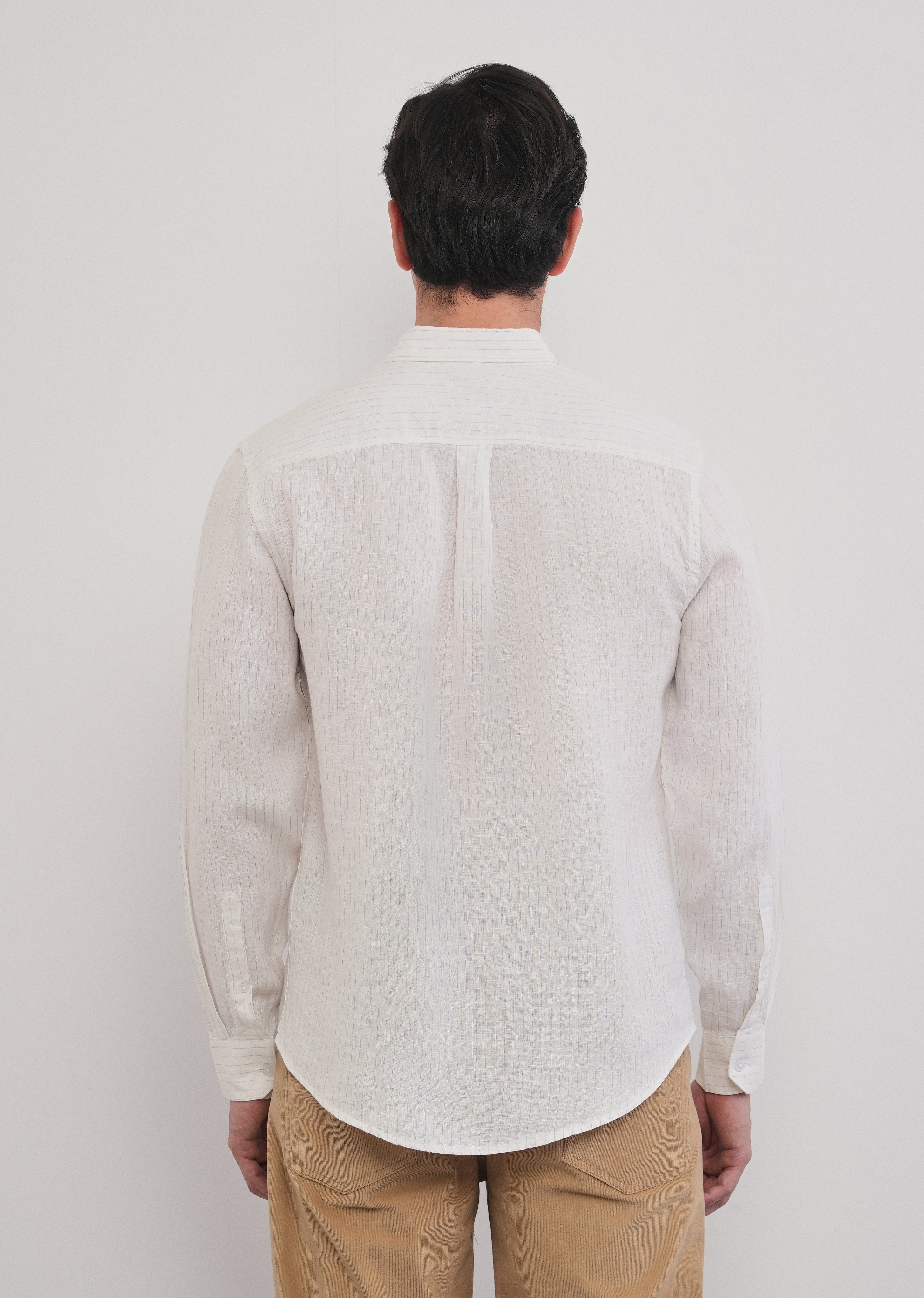 100% Linen Off-White Stripe Shirt