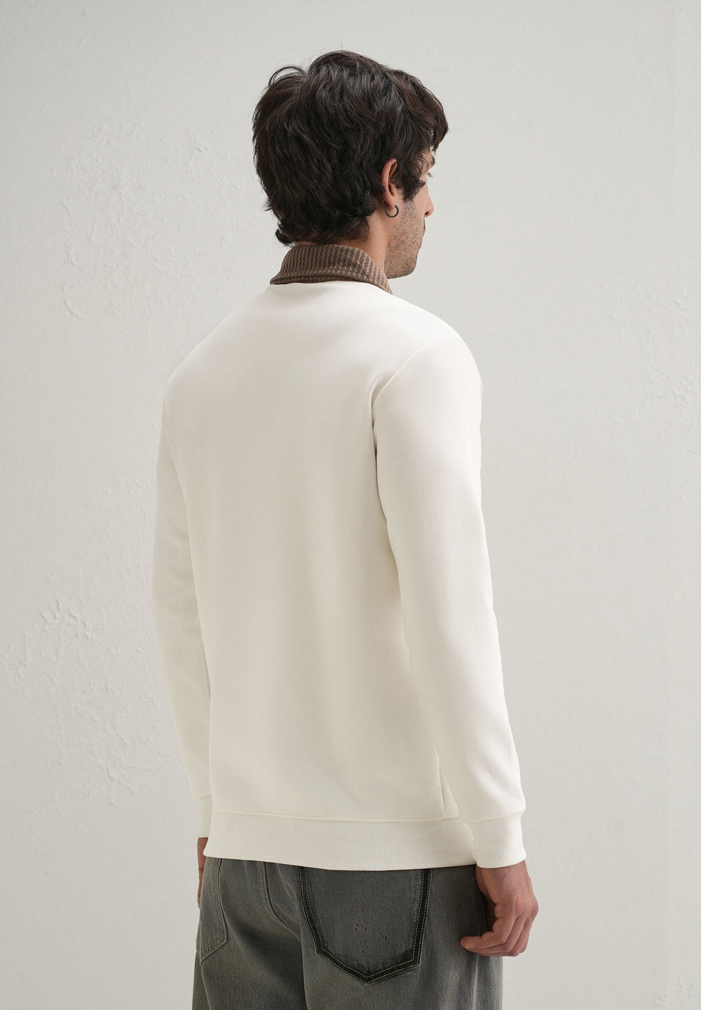 Off-White Suede Collared Polo Sweatshirt