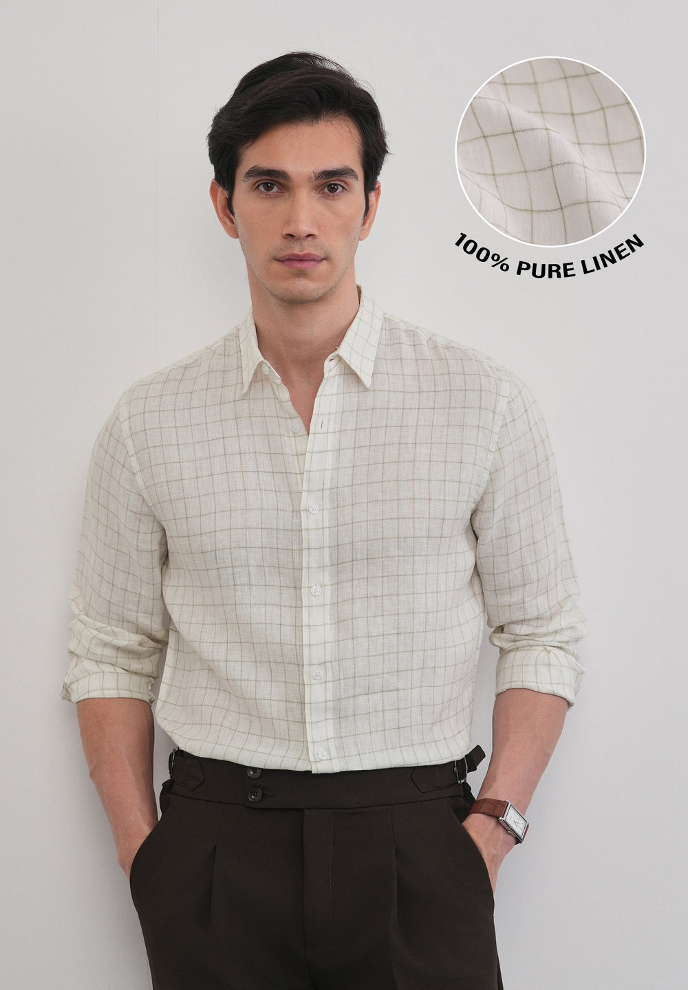 Off-White 100% Pure Linen Check Shirt