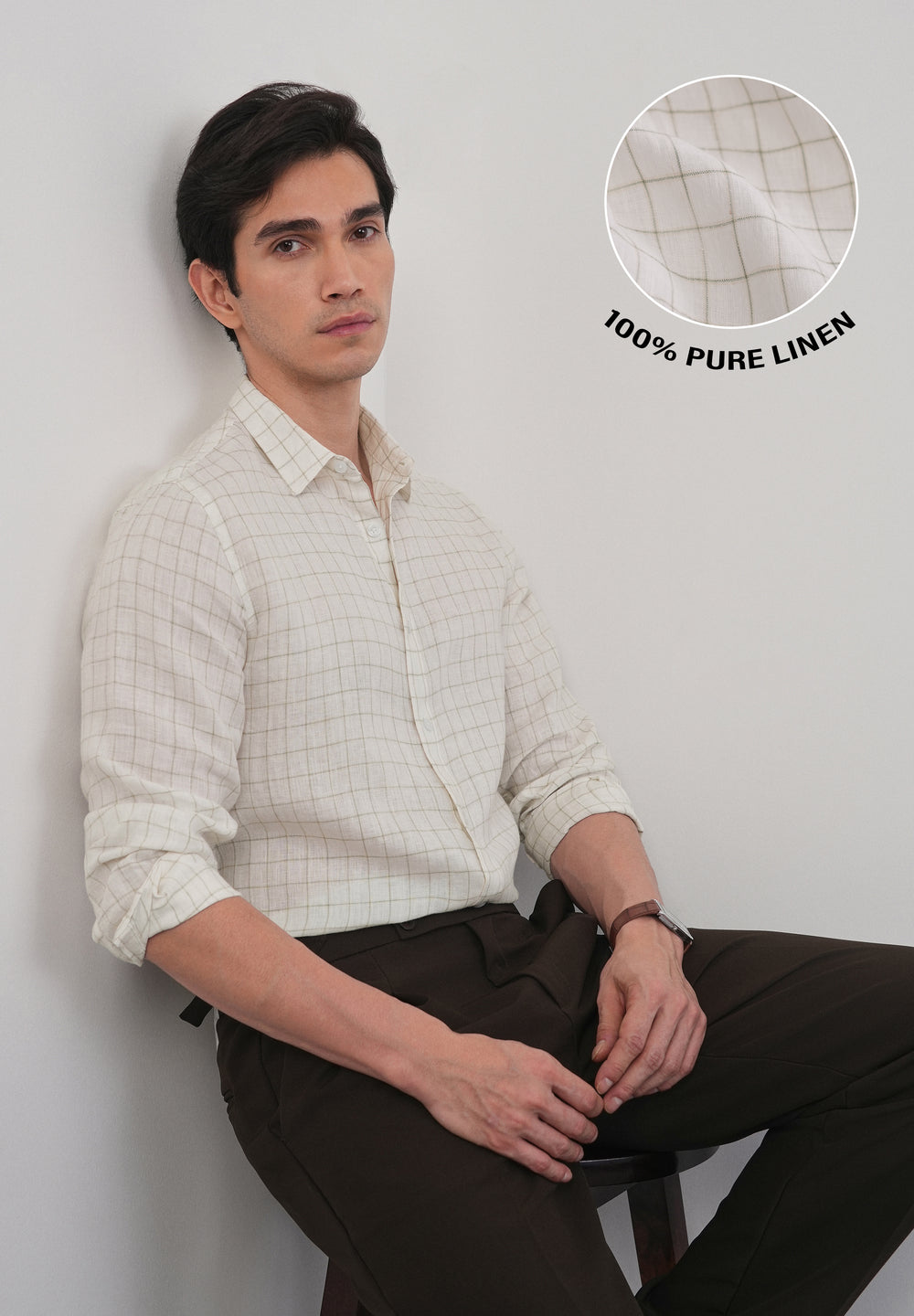 Off-White 100% Pure Linen Check Shirt