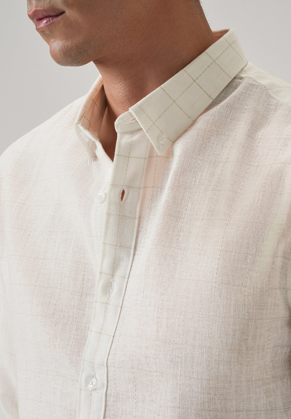 Off White Check Linen Shirt