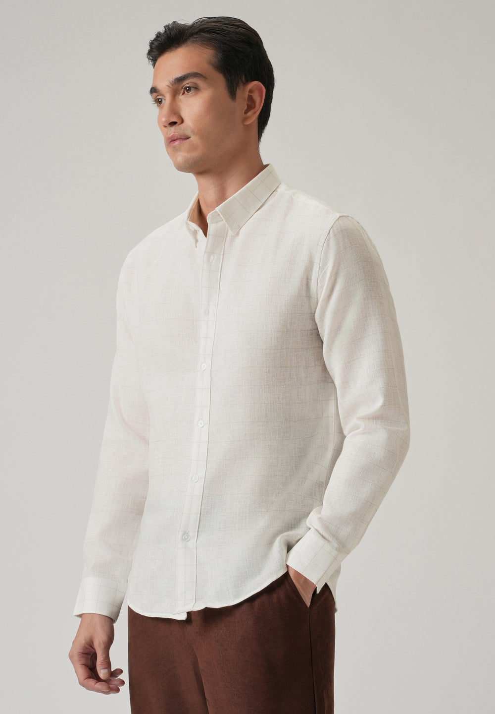 Off White Check Linen Shirt