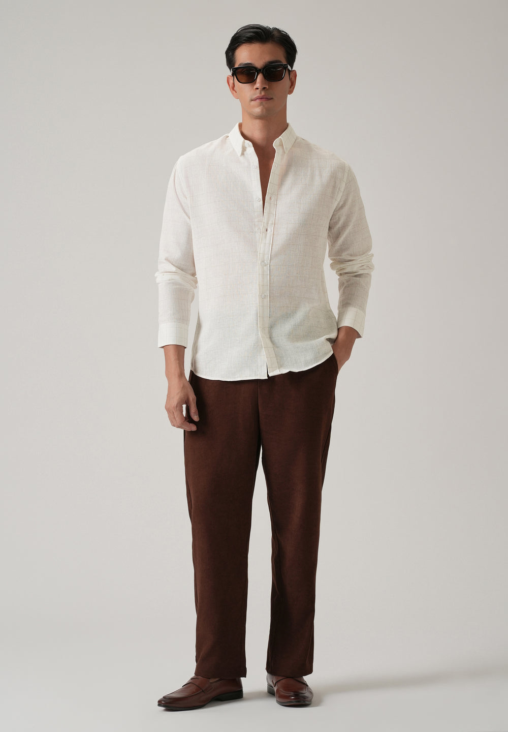 Off White Check Linen Shirt