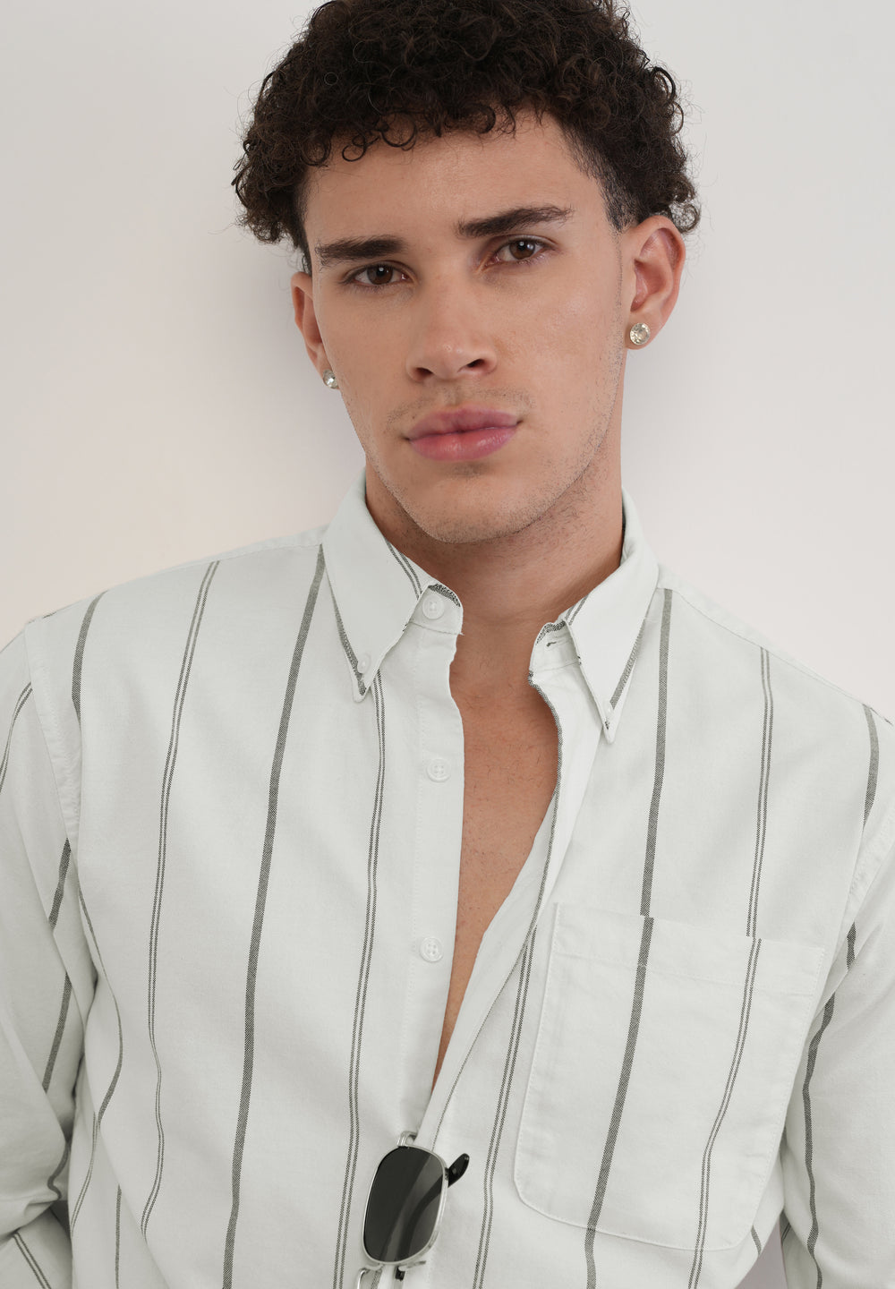 Off White Dual Stripe Cotton Shirt