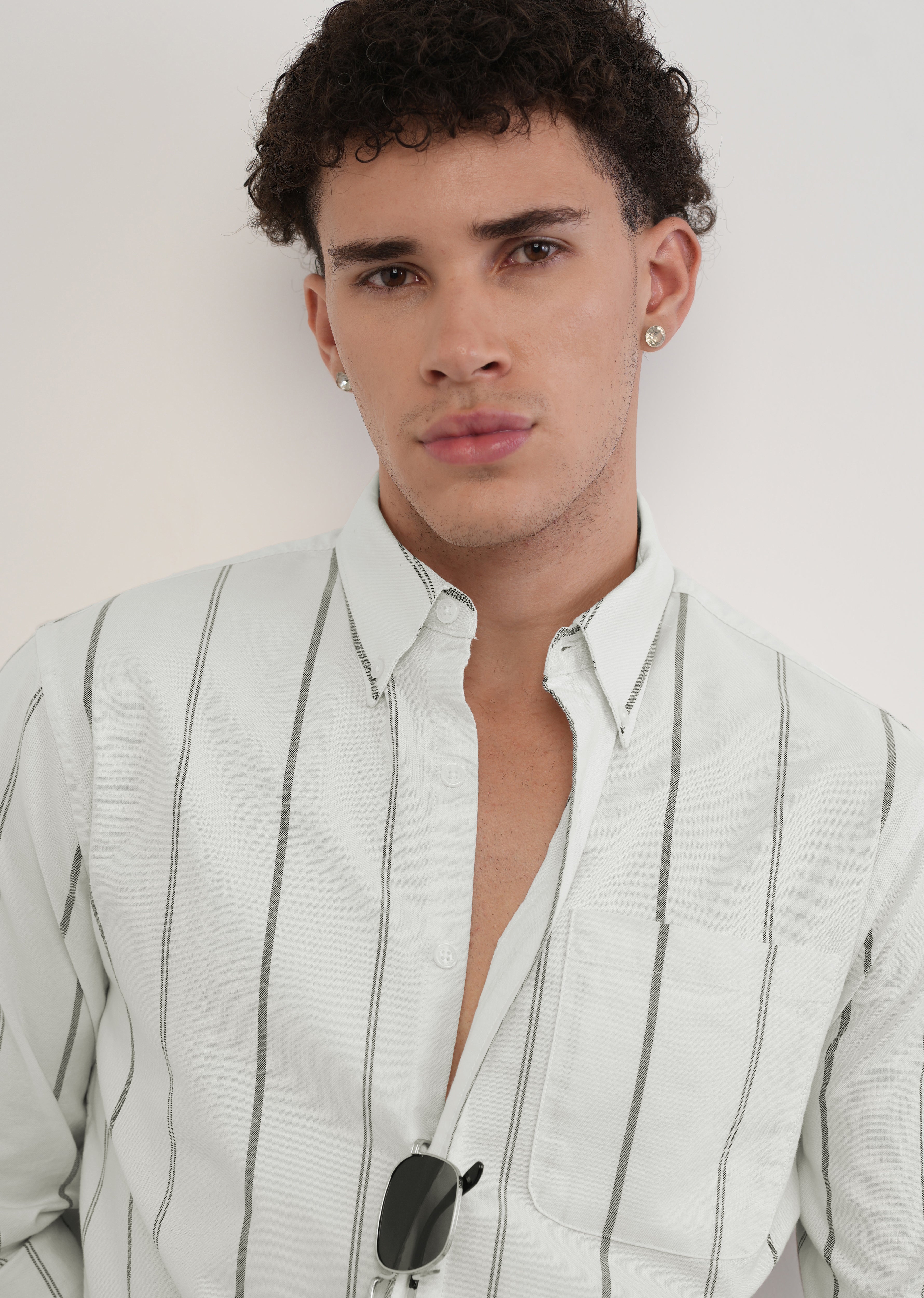 Off White Dual Stripe Cotton Shirt