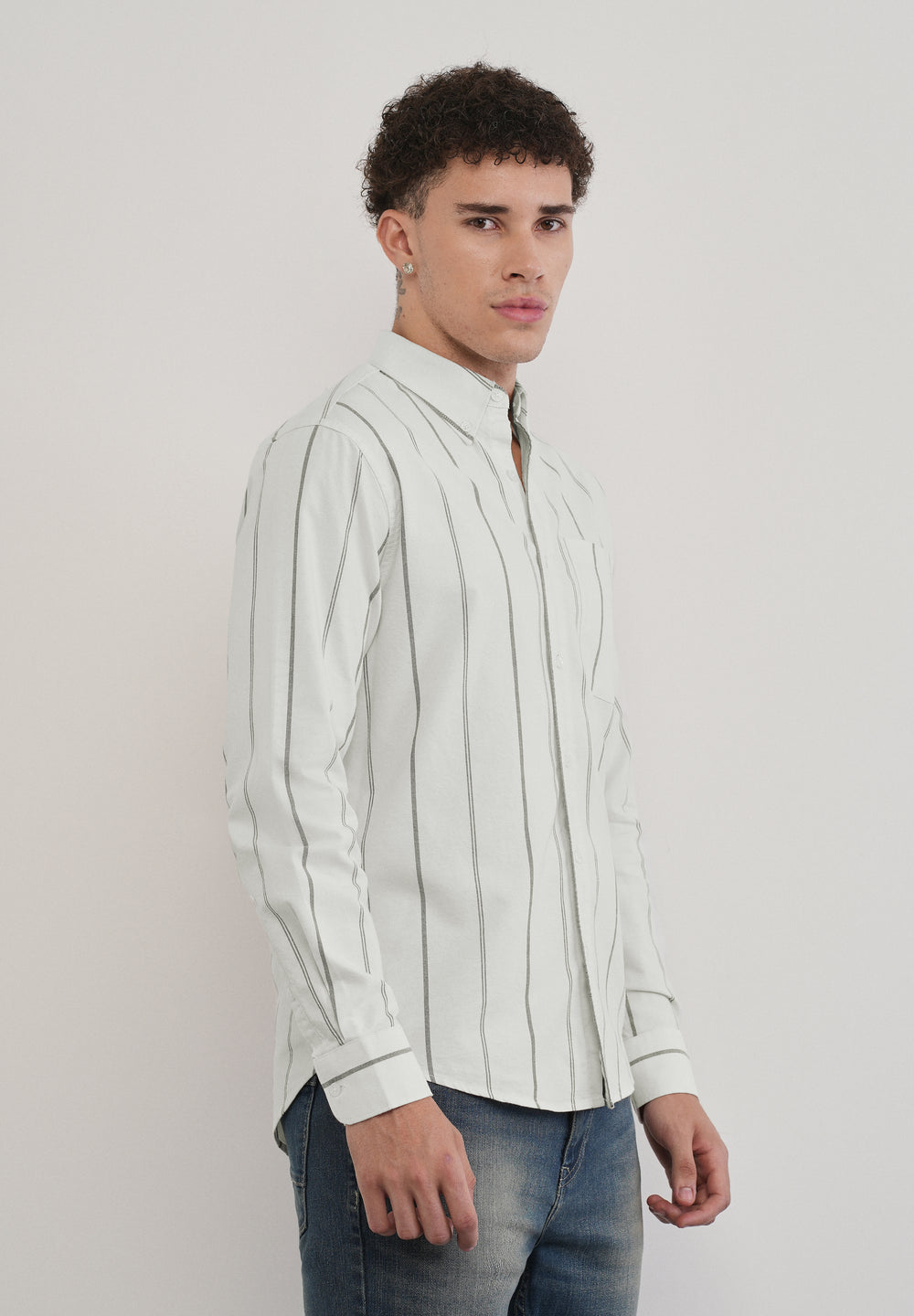 Off White Dual Stripe Cotton Shirt