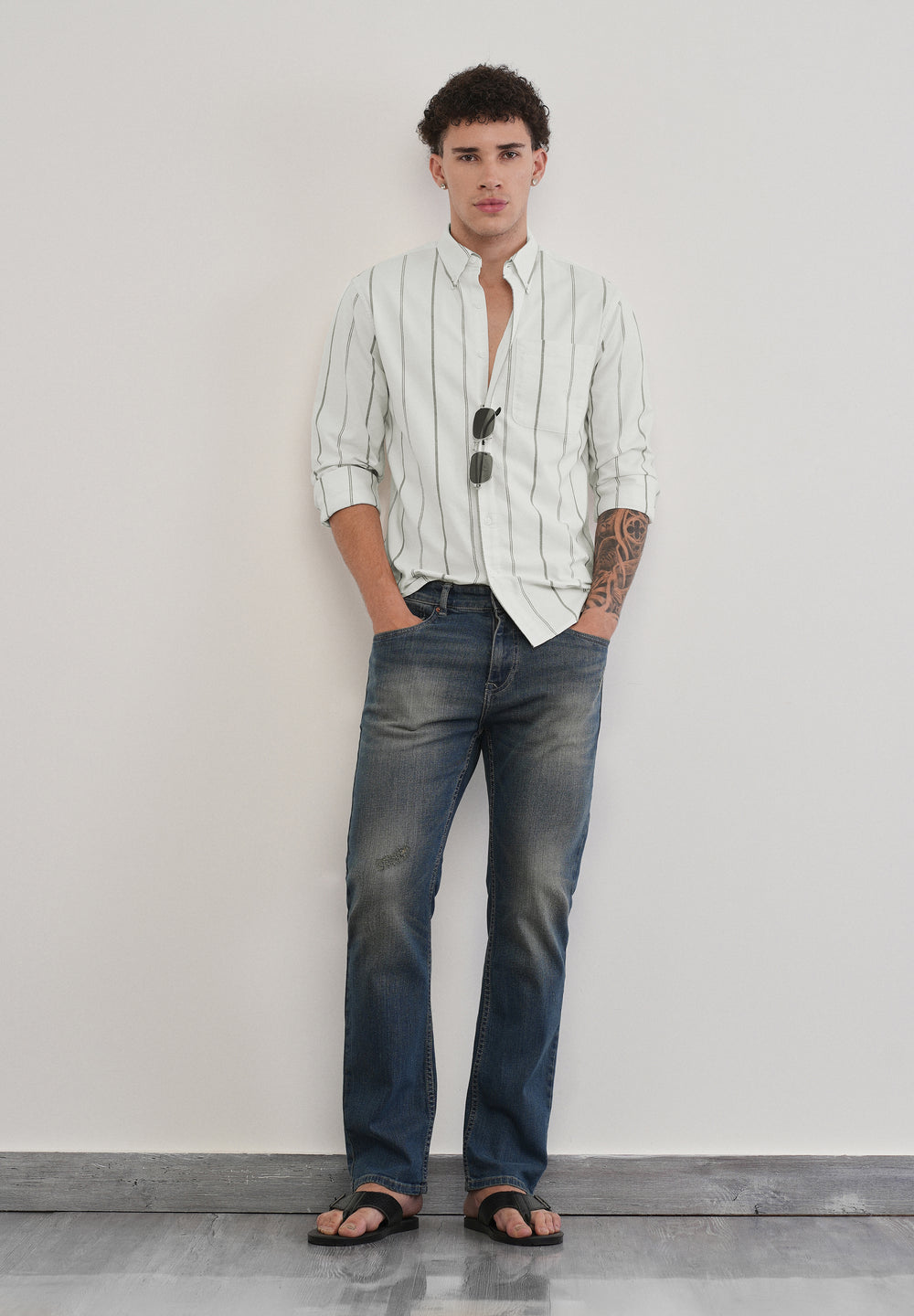 Off White Dual Stripe Cotton Shirt