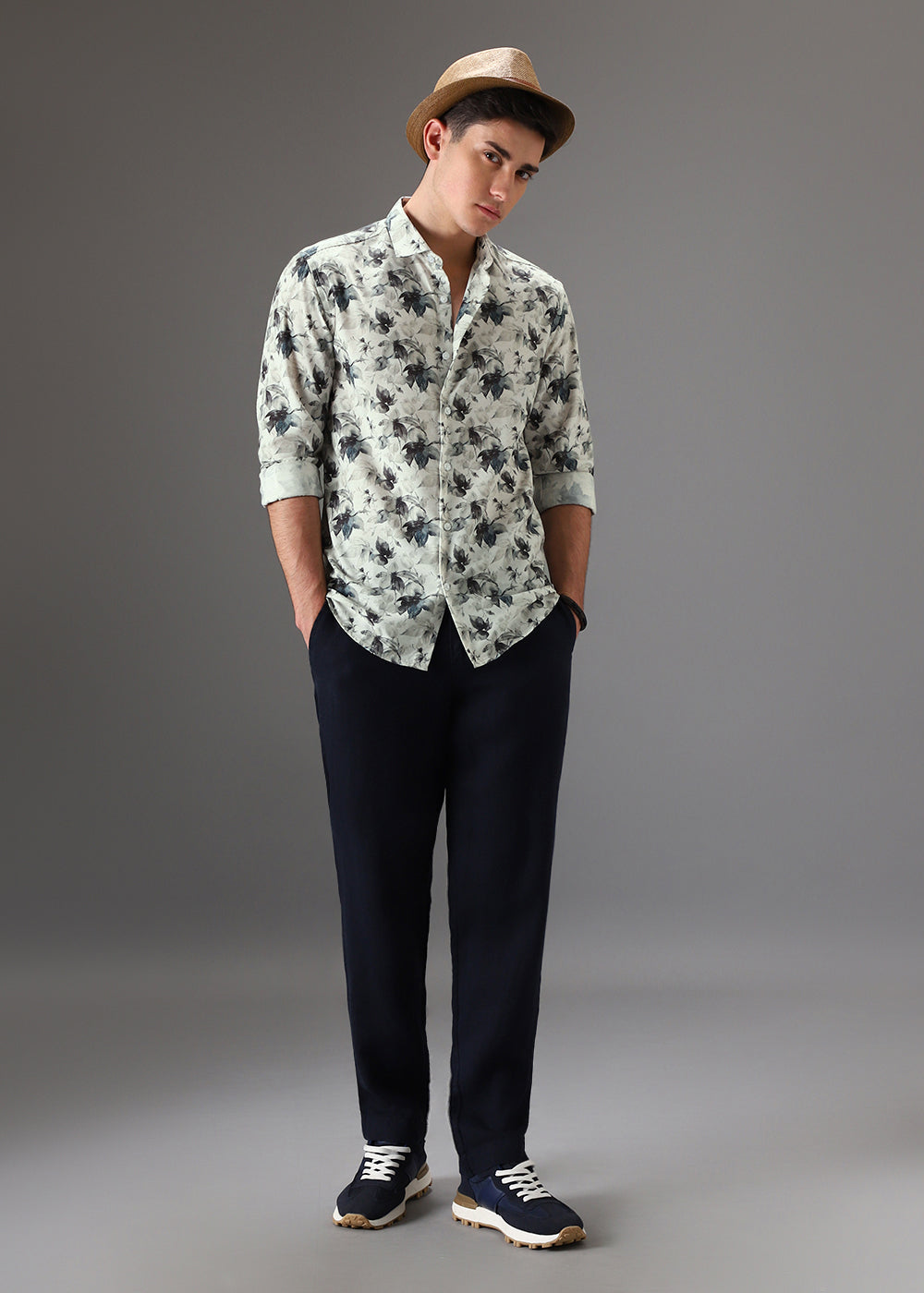 Off White Floral Printed Shirt