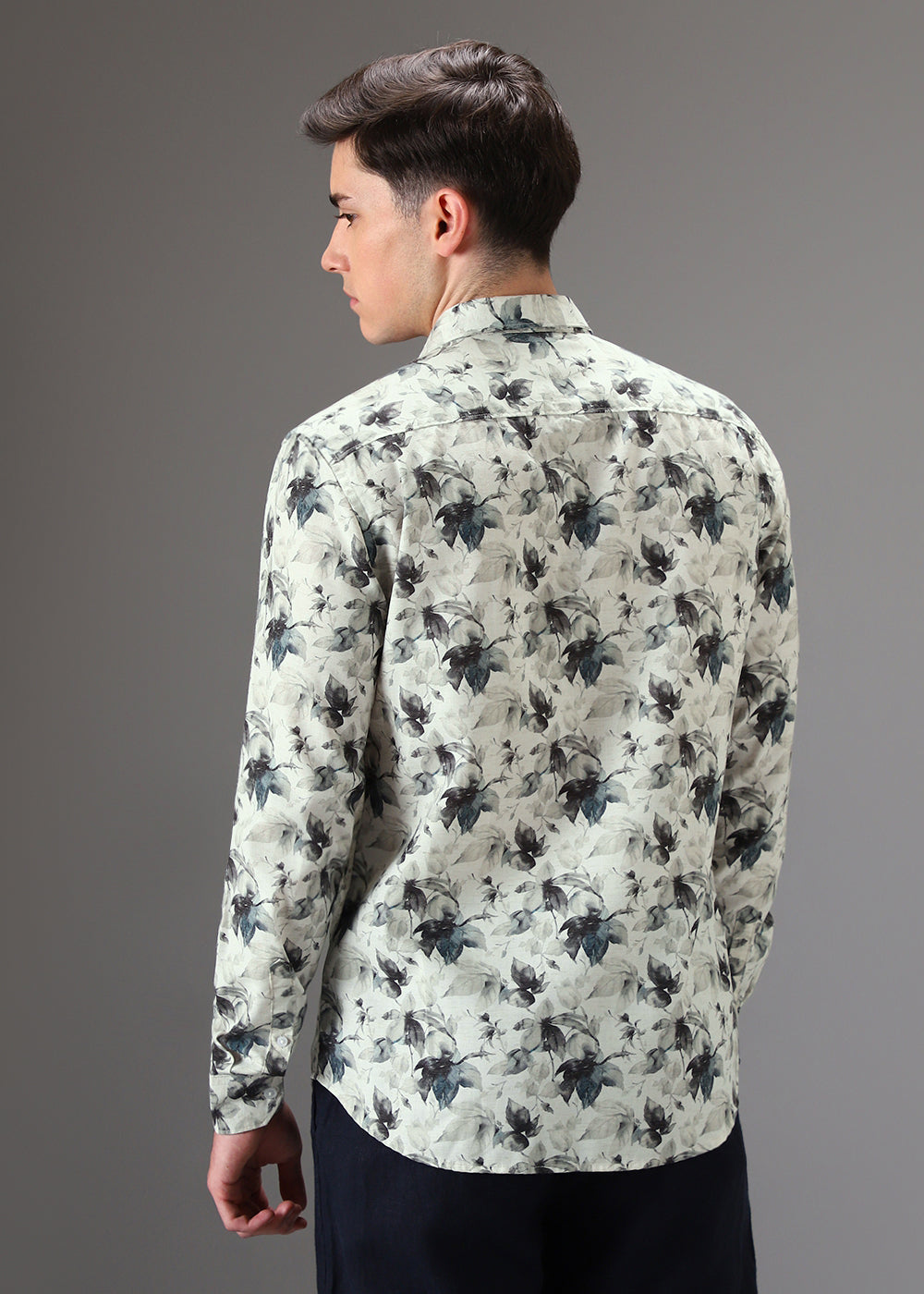 Off White Floral Printed Shirt