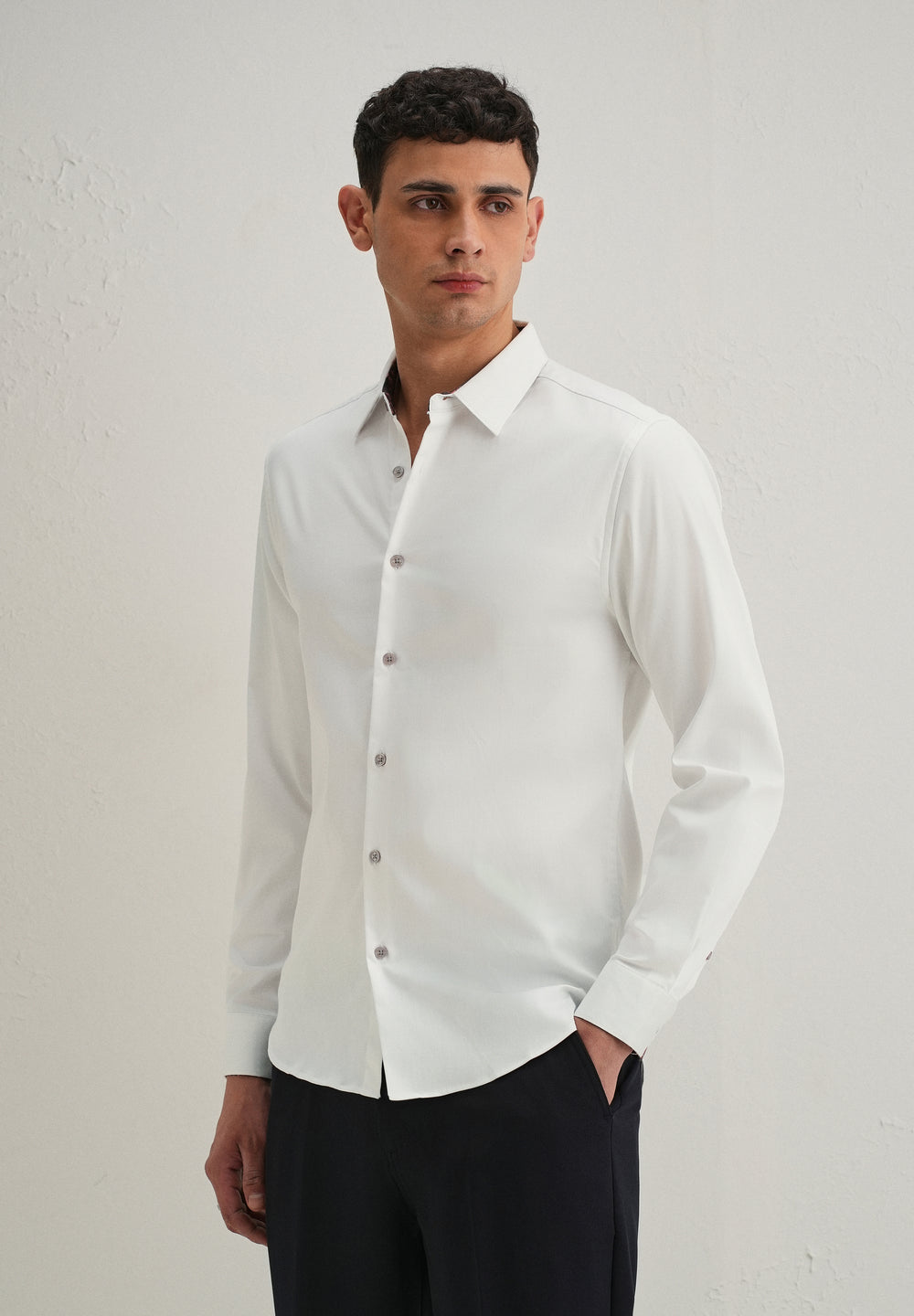 Off White Printed Cuff Shirt