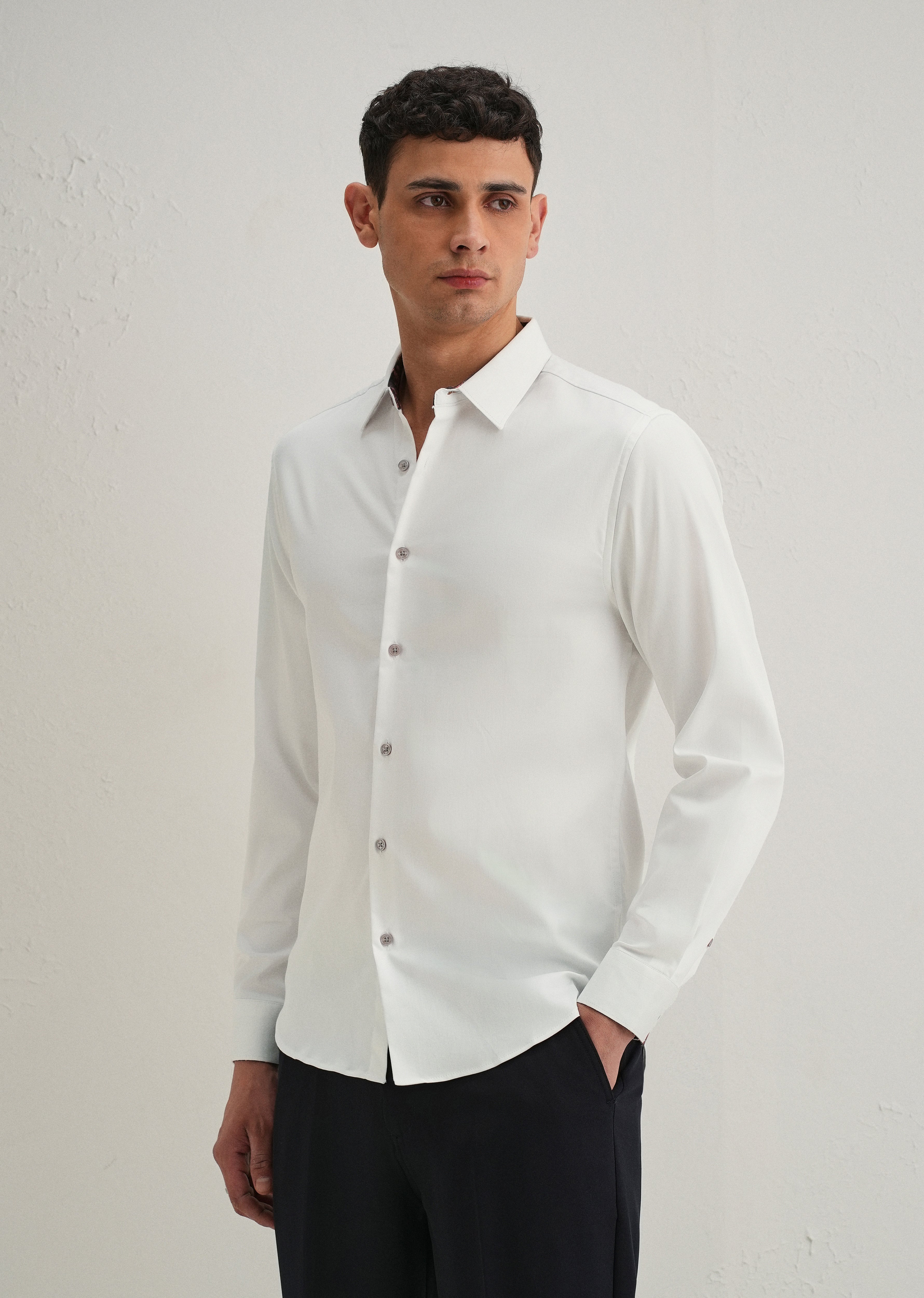 Off White Printed Cuff Shirt