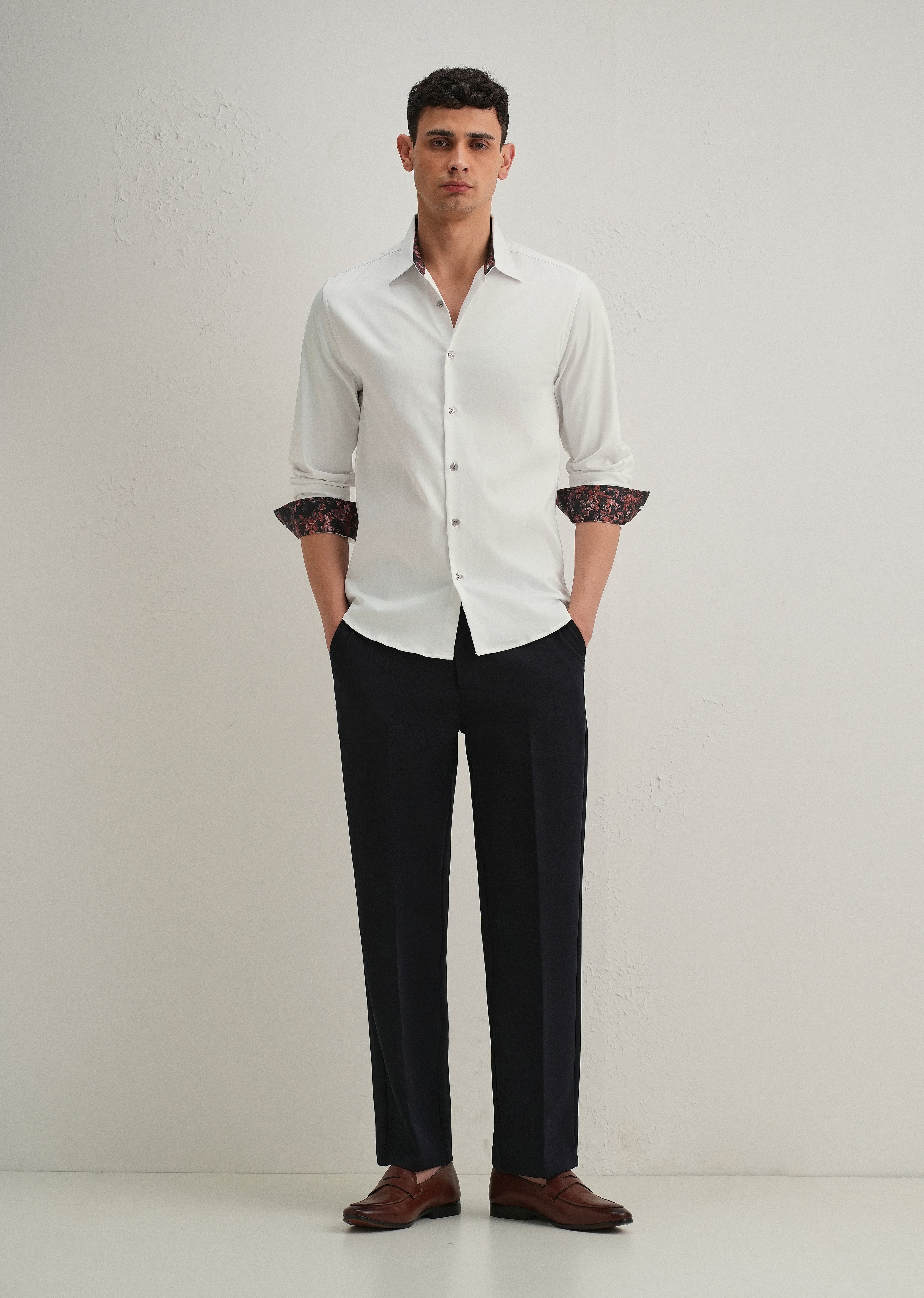 Off White Printed Cuff Shirt