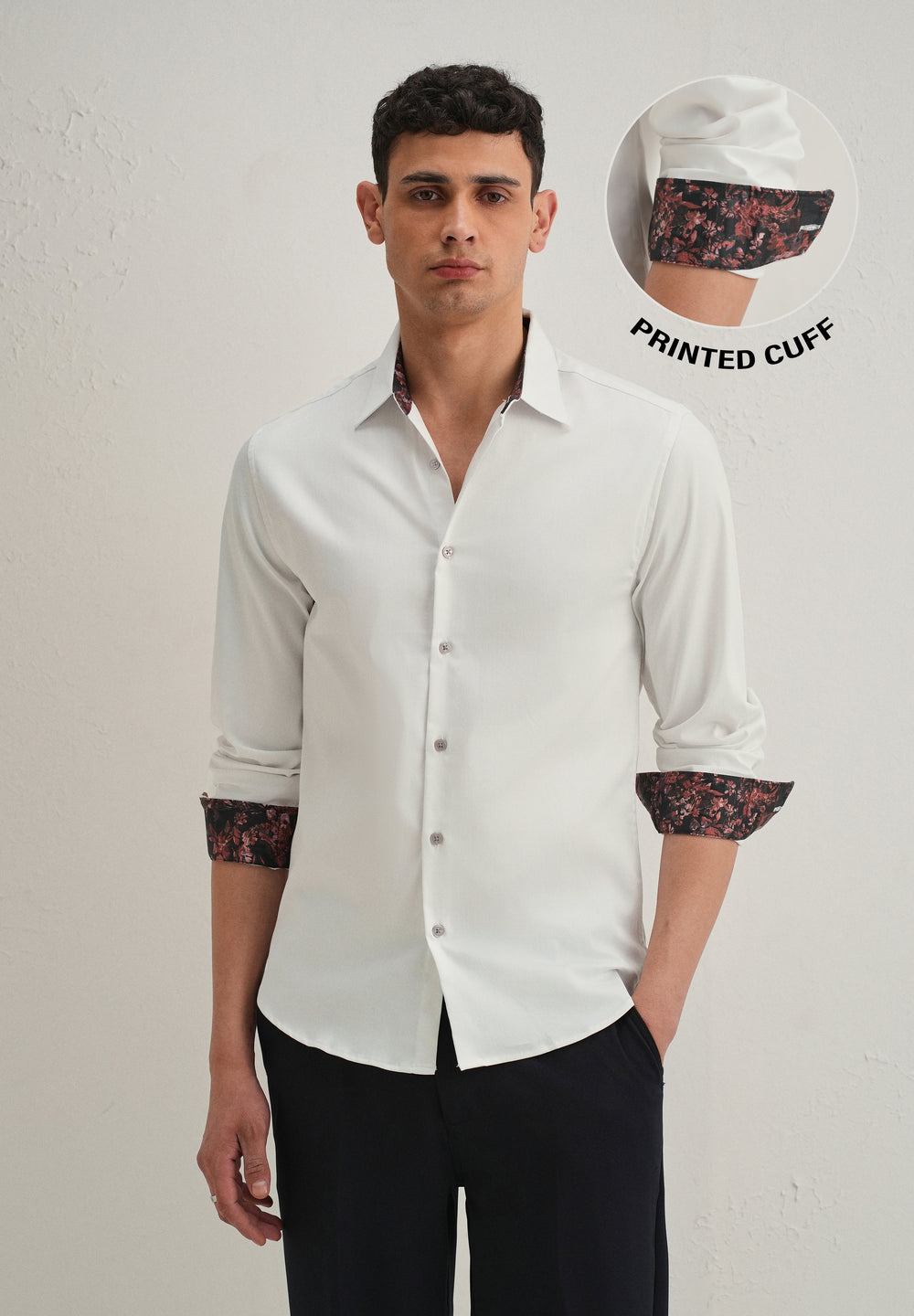 Off White Printed Cuff Shirt
