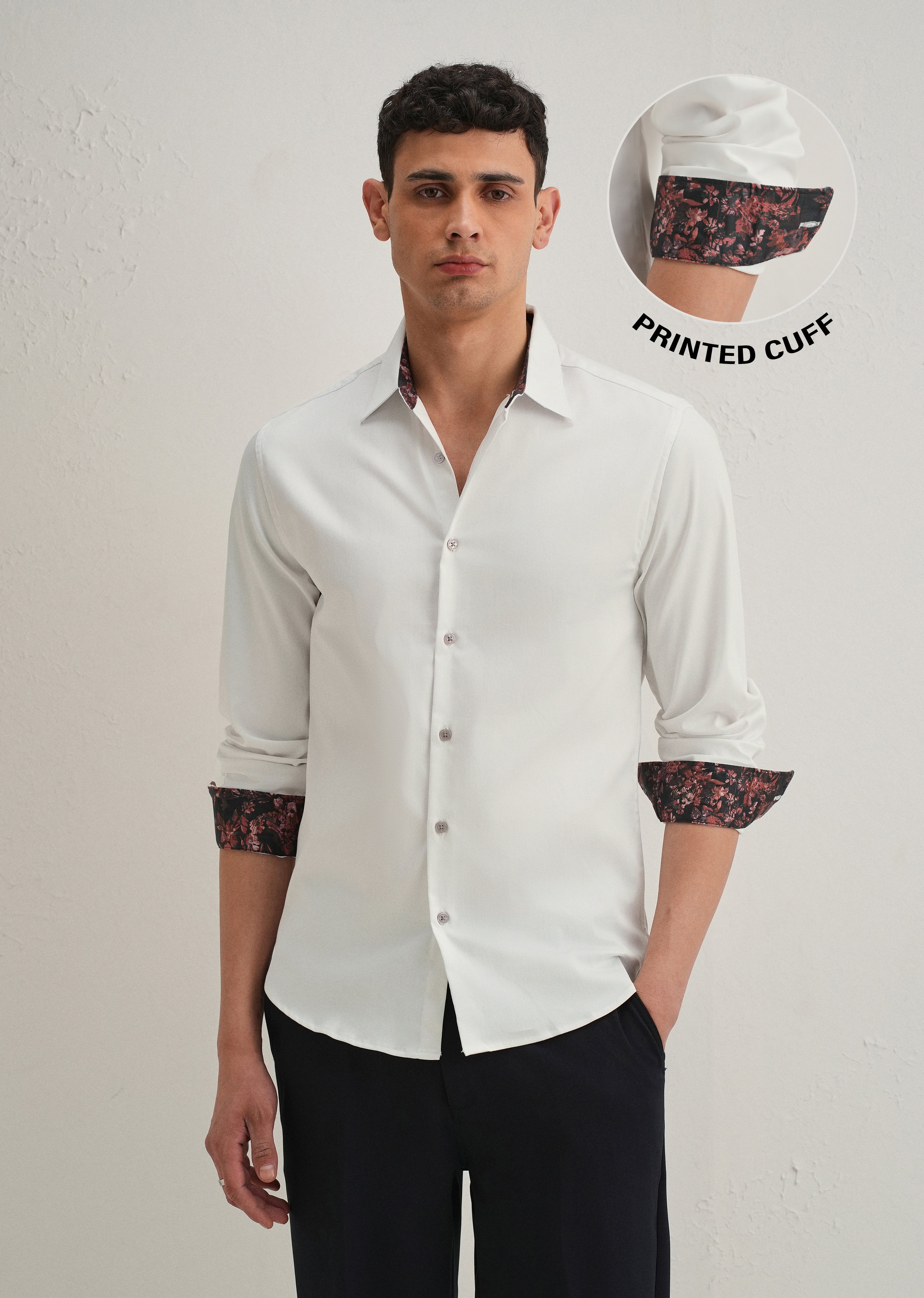 Off White Printed Cuff Shirt