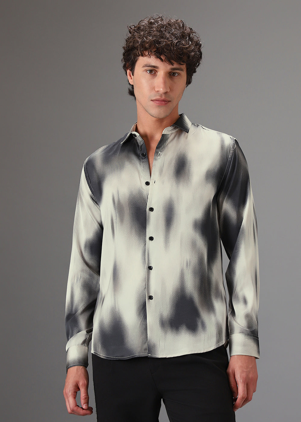 Off White Stripe Abstract Printed Shirt