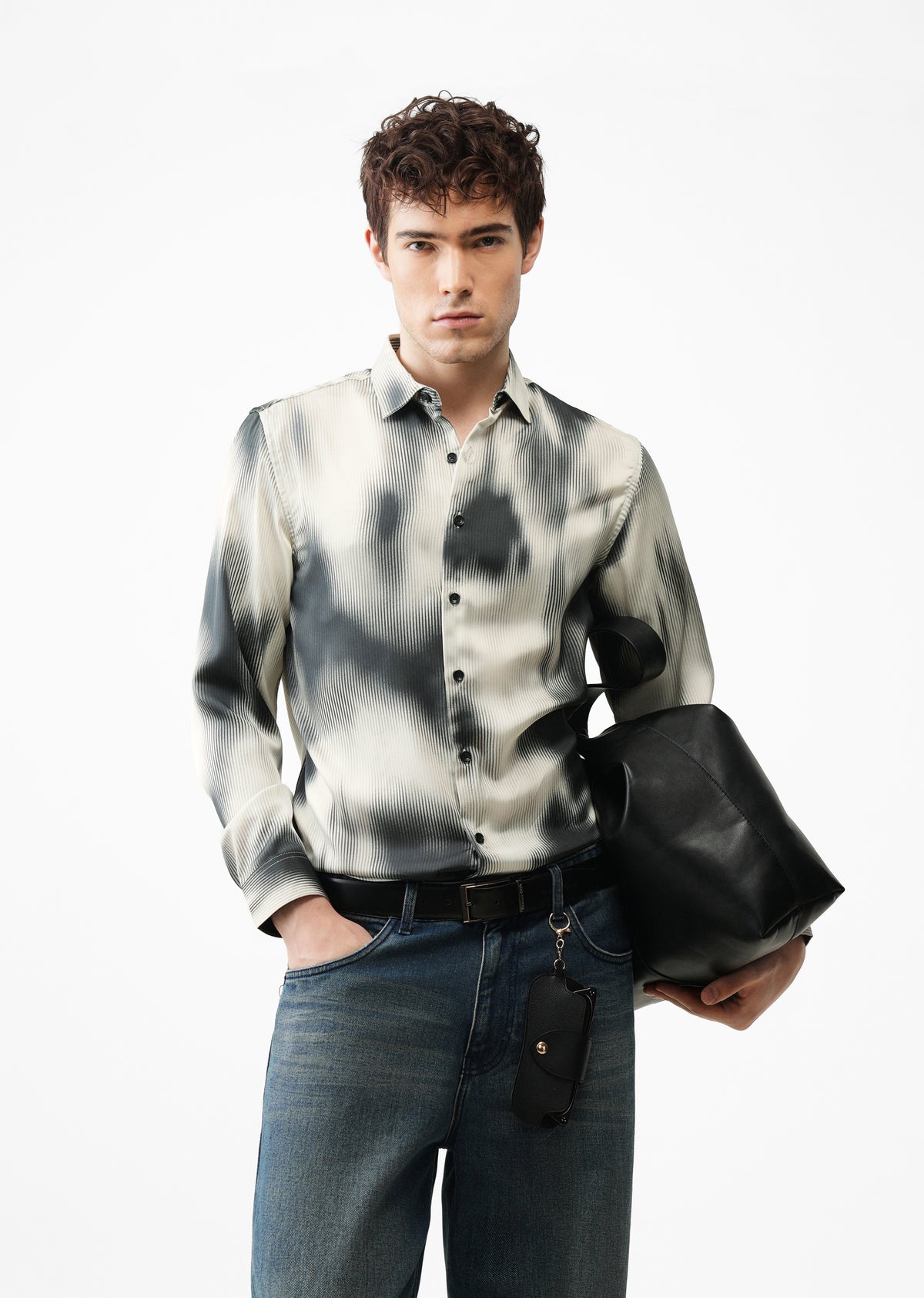 Off White Stripe Abstract Printed Shirt