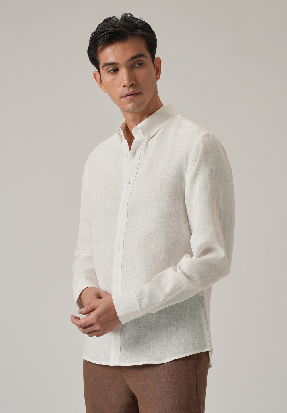 Off White Stripe Linen Shirt